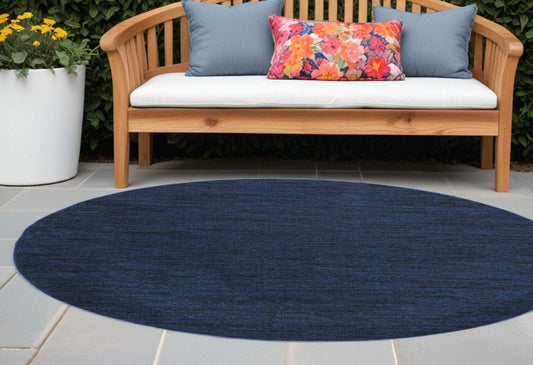 6' X 6' Midnight Blue Round Non Skid Indoor Outdoor Area Rug - Homeroots - Flyclothing LLC