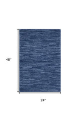 2' X 4' Navy Blue Non Skid Indoor Outdoor Runner Rug - Homeroots - Flyclothing LLC