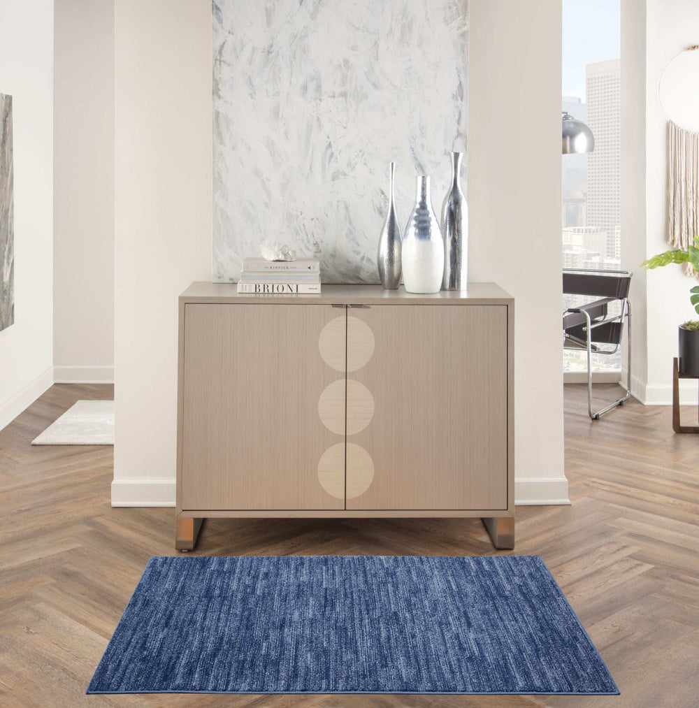 3' X 5' Navy Blue Non Skid Indoor Outdoor Area Rug - Homeroots - Flyclothing LLC