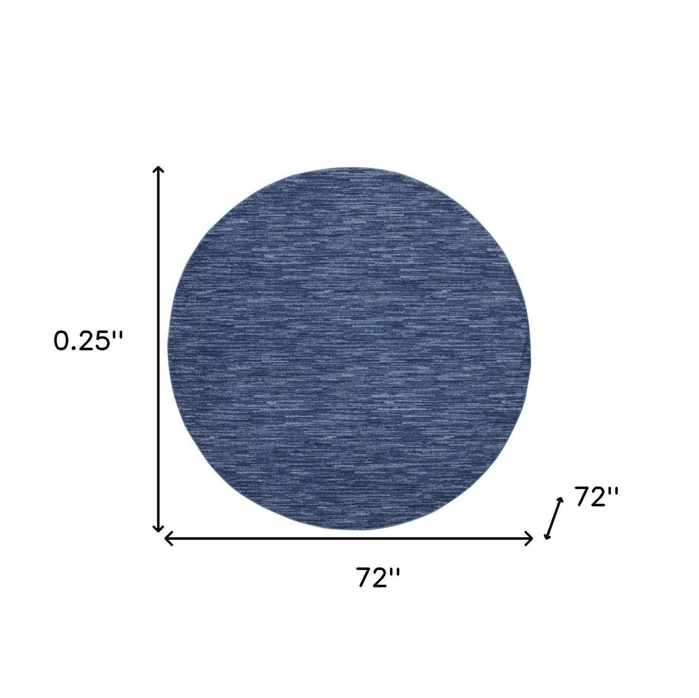 6' X 6' Navy Blue Round Non Skid Indoor Outdoor Area Rug - Homeroots - Flyclothing LLC