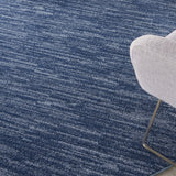 6' X 6' Navy Blue Round Non Skid Indoor Outdoor Area Rug - Homeroots