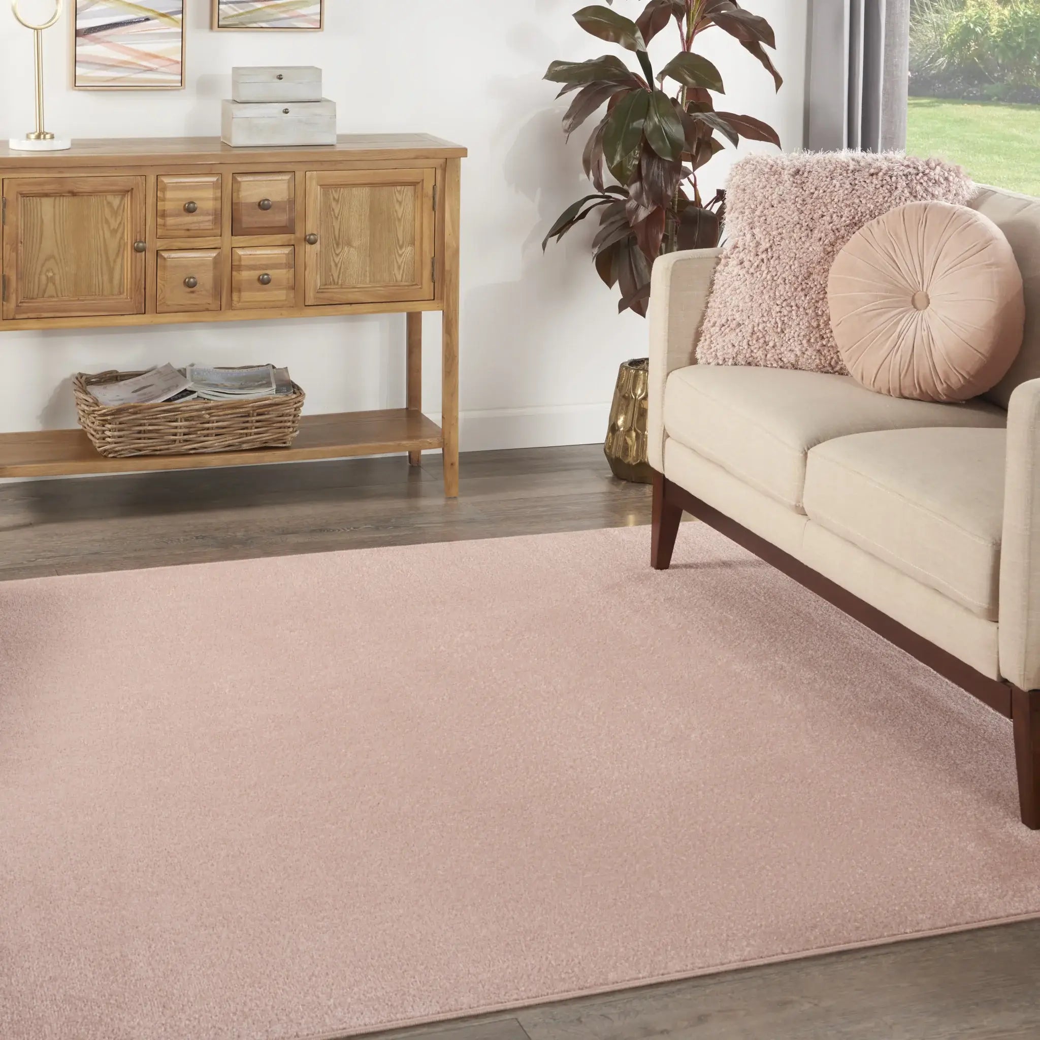 5' X 5' Pink Square Non Skid Indoor Outdoor Area Rug - Homeroots - Flyclothing LLC