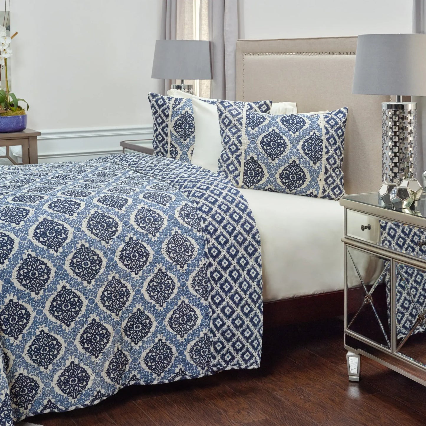 Indigo Queen 100% Cotton 300 Thread Count Machine Washable Down Alternative Comforter - Homeroots - Flyclothing LLC