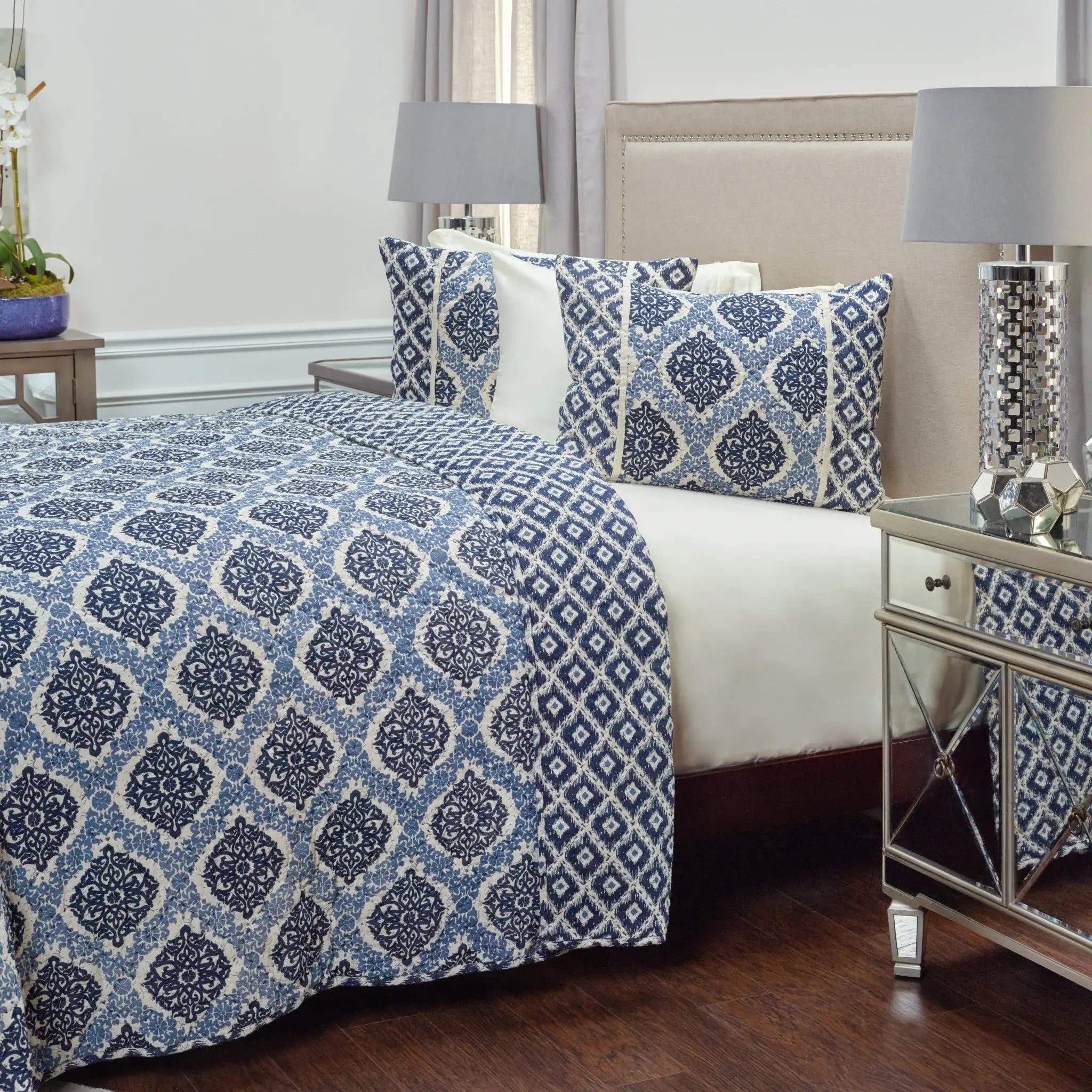 Indigo Queen 100% Cotton 300 Thread Count Machine Washable Down Alternative Comforter - Homeroots - Flyclothing LLC