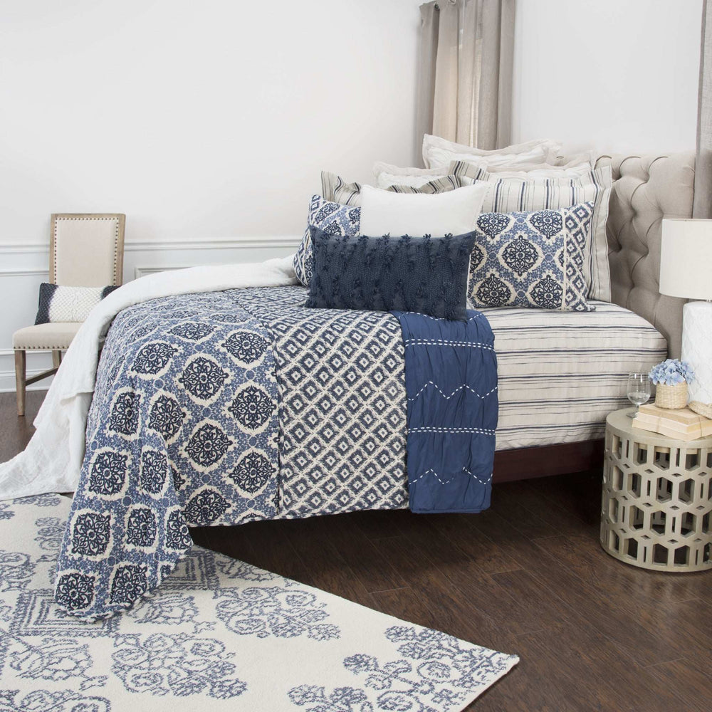 Indigo Queen 100% Cotton 300 Thread Count Machine Washable Down Alternative Comforter - Homeroots - Flyclothing LLC