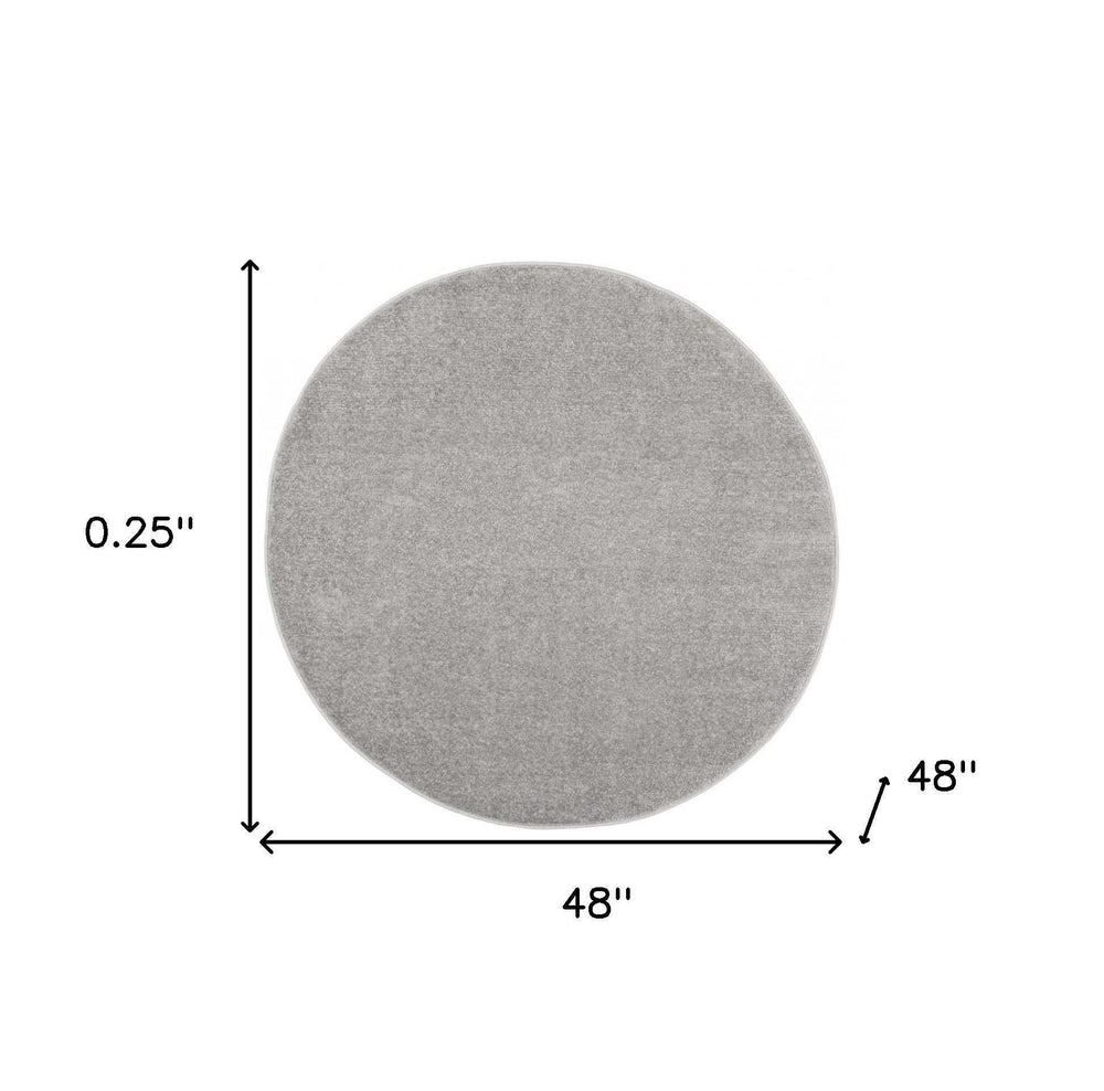 4' X 4' Silver Grey Round Non Skid Indoor Outdoor Area Rug - Homeroots - Flyclothing LLC