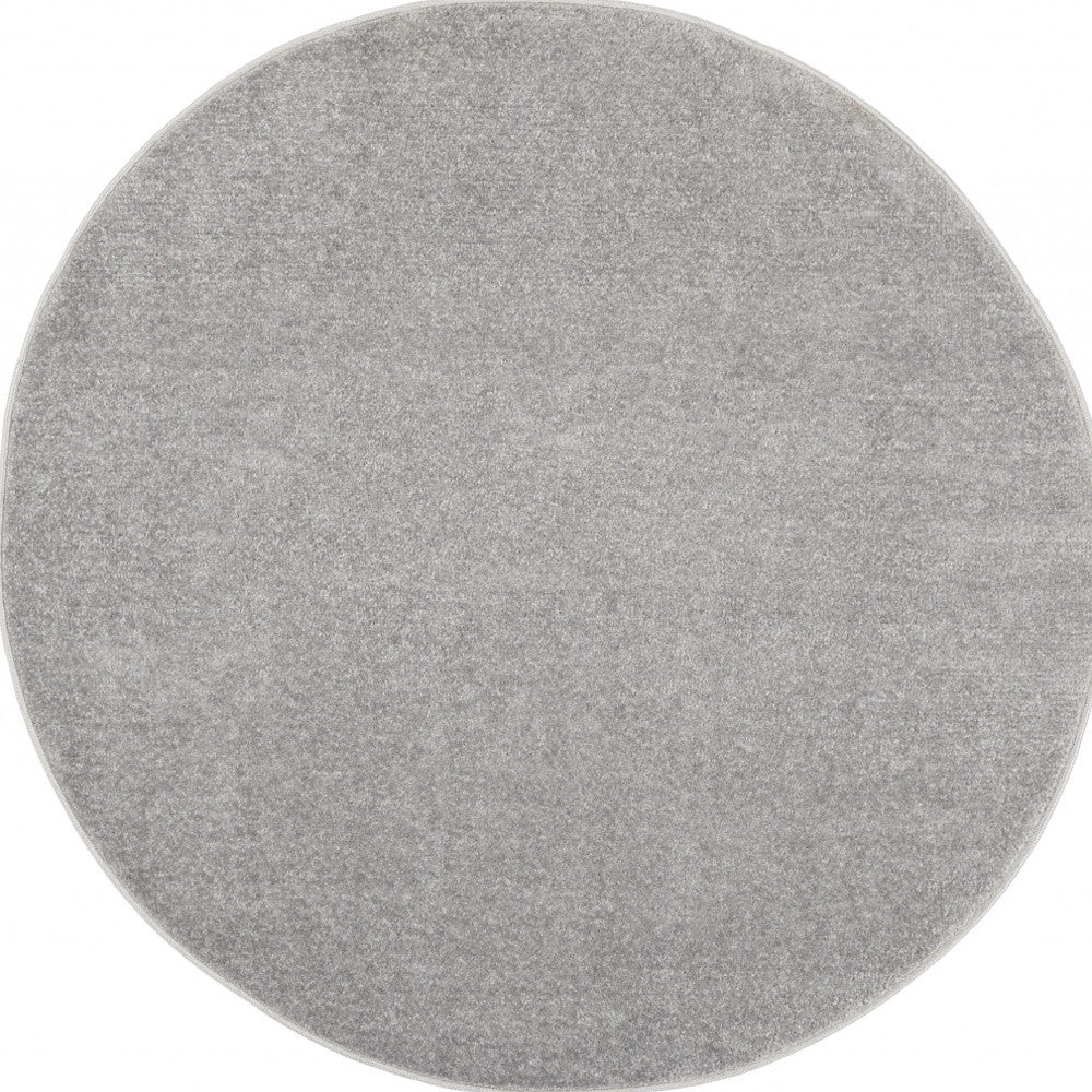 4' X 4' Silver Grey Round Non Skid Indoor Outdoor Area Rug - Homeroots