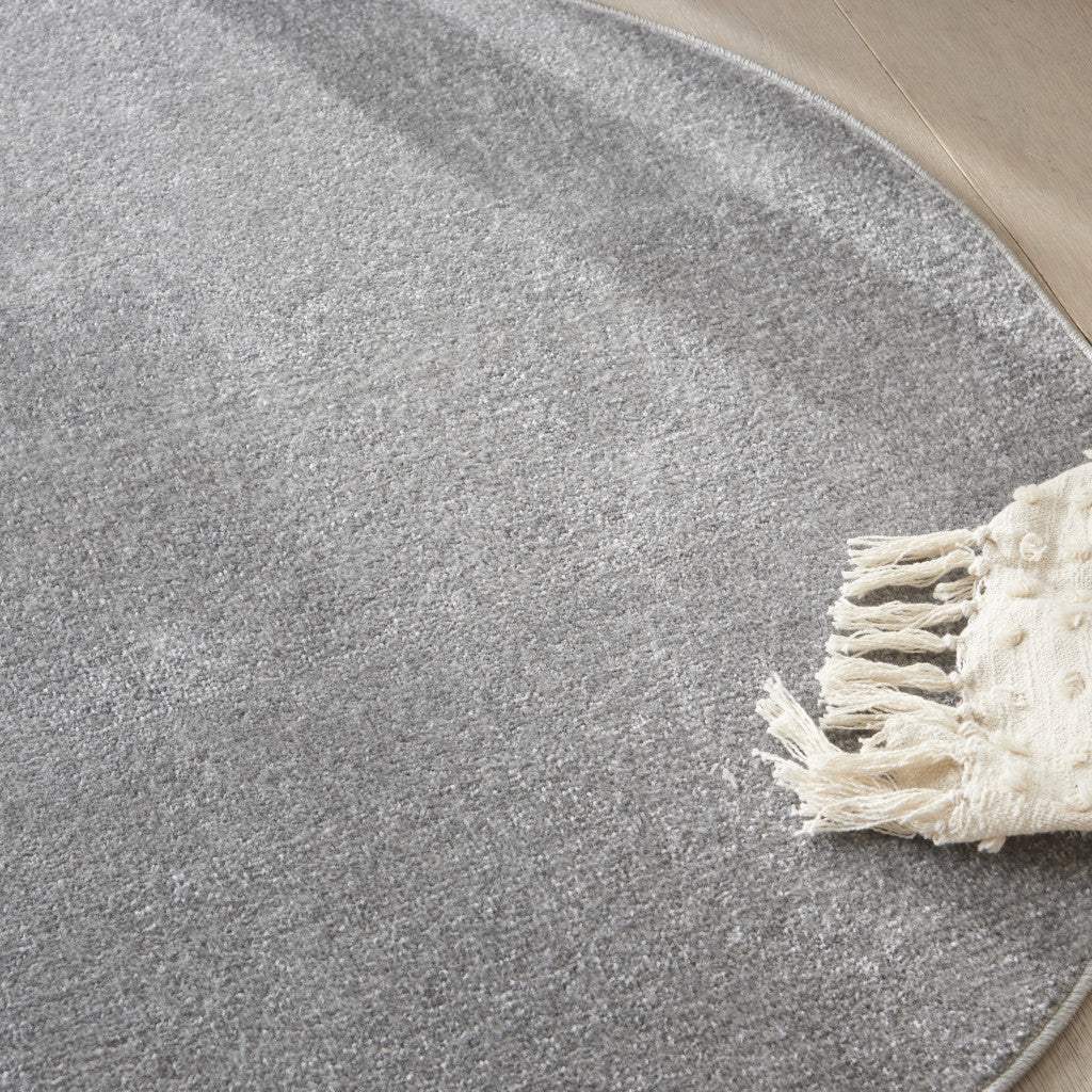 4' X 4' Silver Grey Round Non Skid Indoor Outdoor Area Rug - Homeroots - Flyclothing LLC