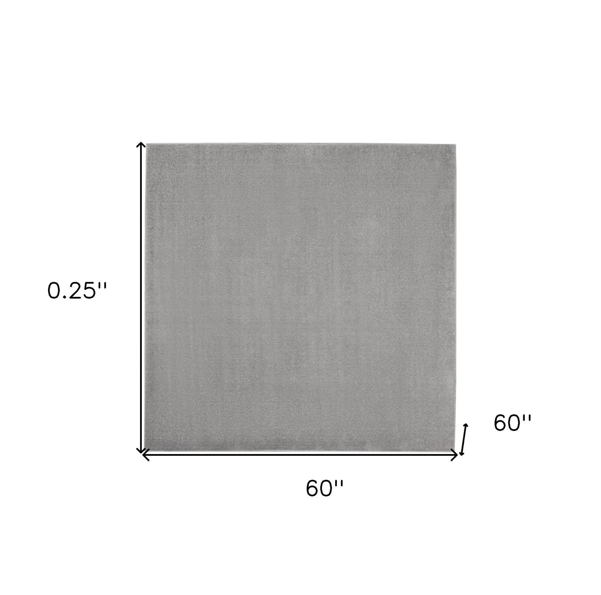 5' X 5' Silver Grey Square Non Skid Indoor Outdoor Area Rug - Homeroots - Flyclothing LLC