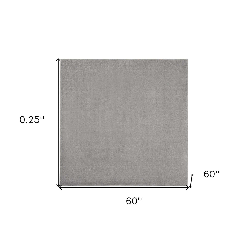 5' X 5' Silver Grey Square Non Skid Indoor Outdoor Area Rug - Homeroots - Flyclothing LLC