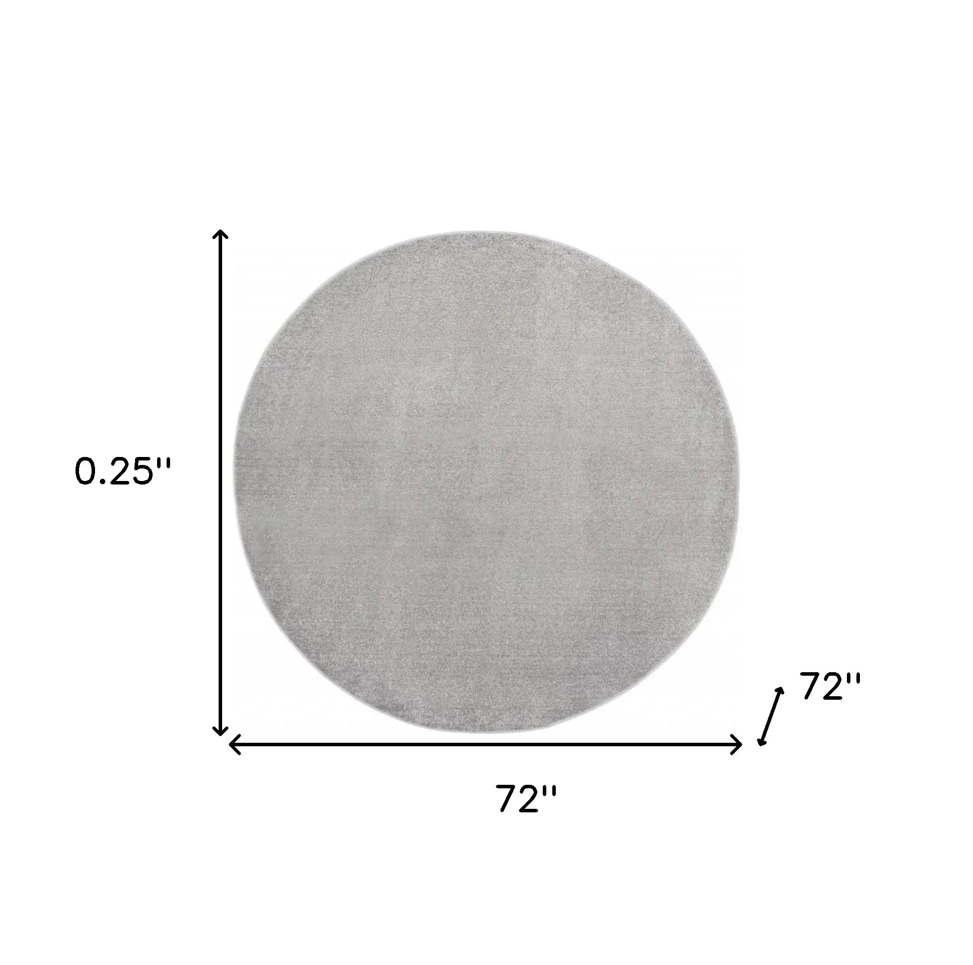 6' X 6' Silver Grey Round Non Skid Indoor Outdoor Area Rug - Homeroots - Flyclothing LLC