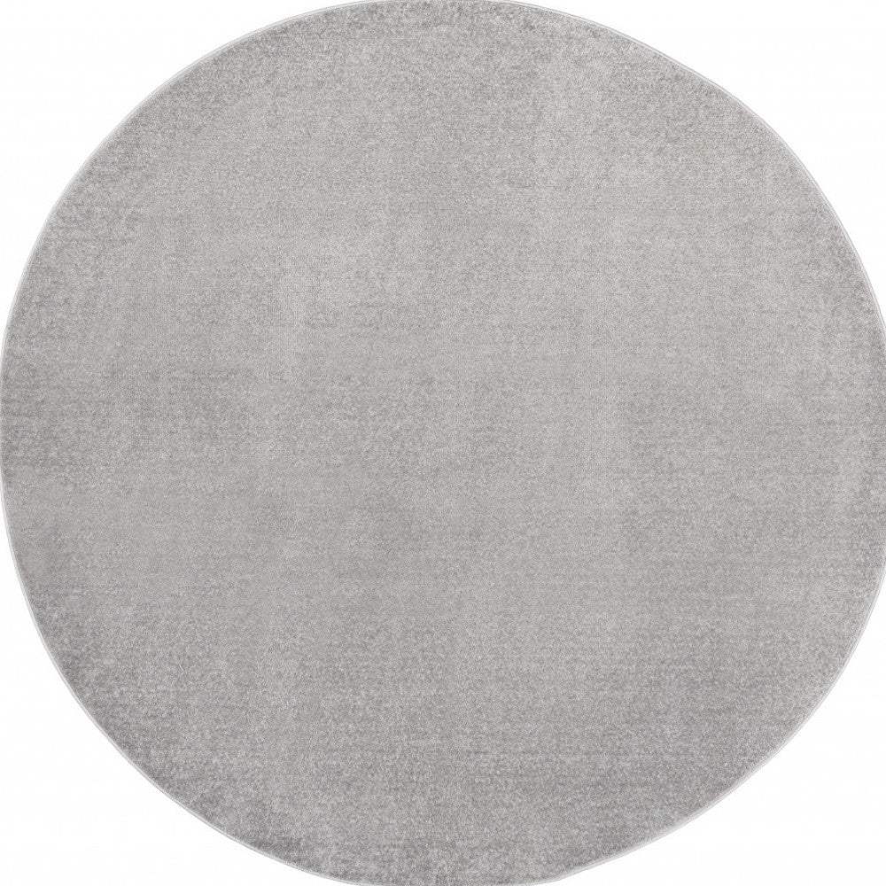 6' X 6' Silver Grey Round Non Skid Indoor Outdoor Area Rug - Homeroots - Flyclothing LLC