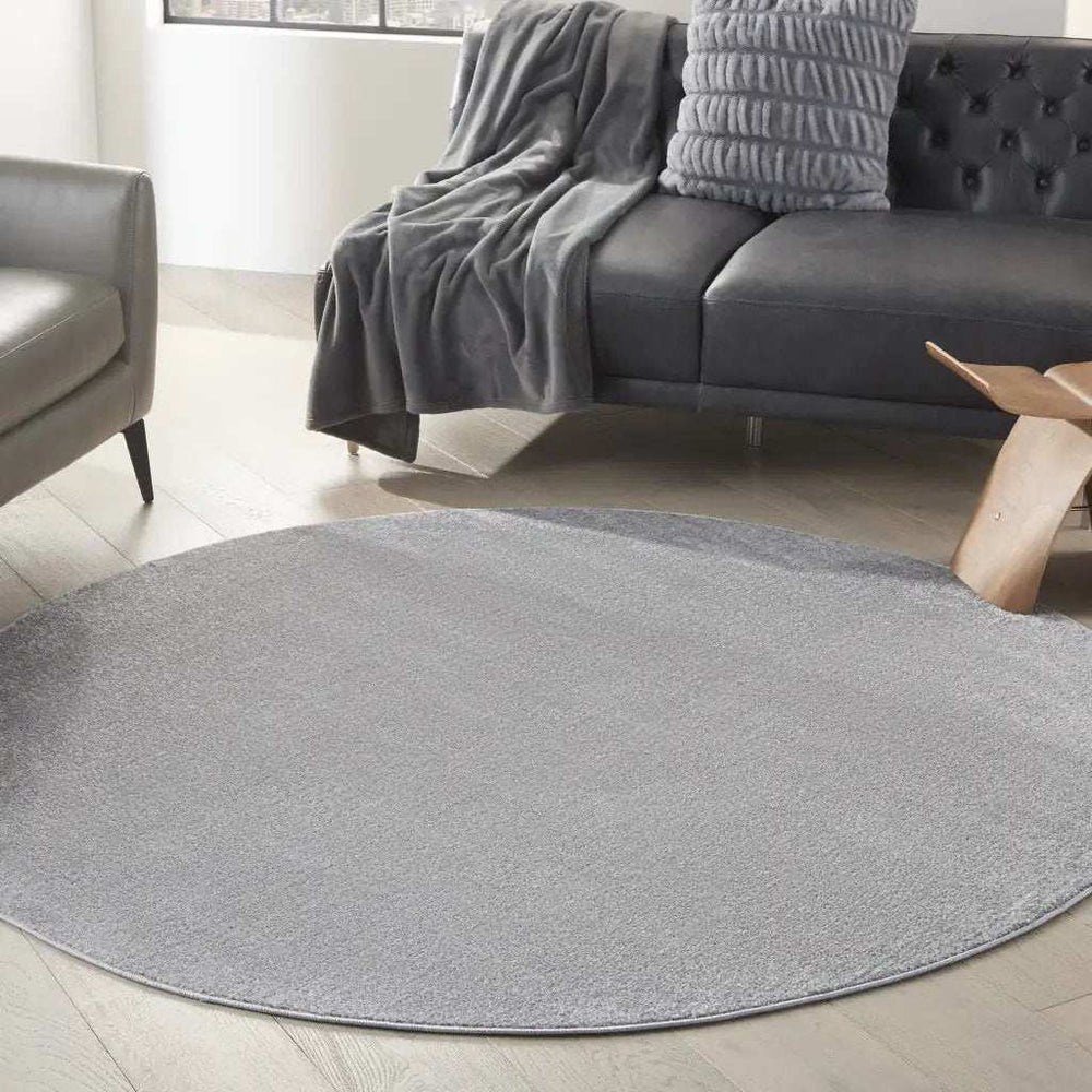 6' X 6' Silver Grey Round Non Skid Indoor Outdoor Area Rug - Homeroots - Flyclothing LLC