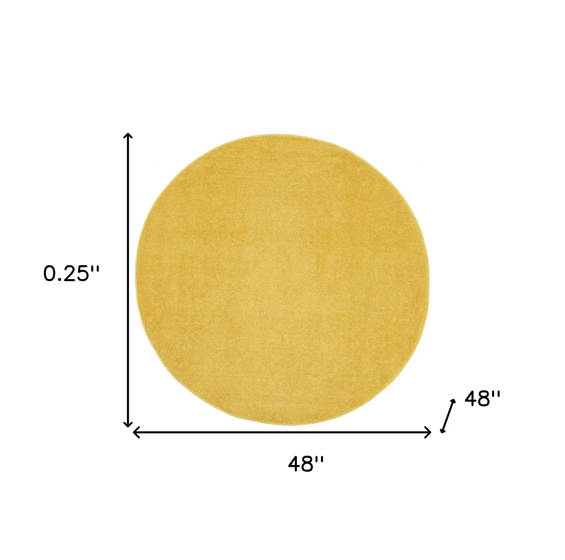 4' X 4' Yellow Round Non Skid Indoor Outdoor Area Rug - Homeroots - Flyclothing LLC