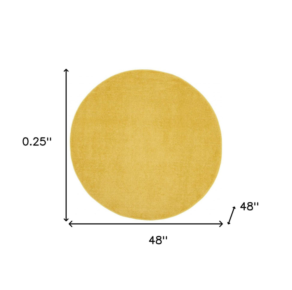 4' X 4' Yellow Round Non Skid Indoor Outdoor Area Rug - Homeroots - Flyclothing LLC