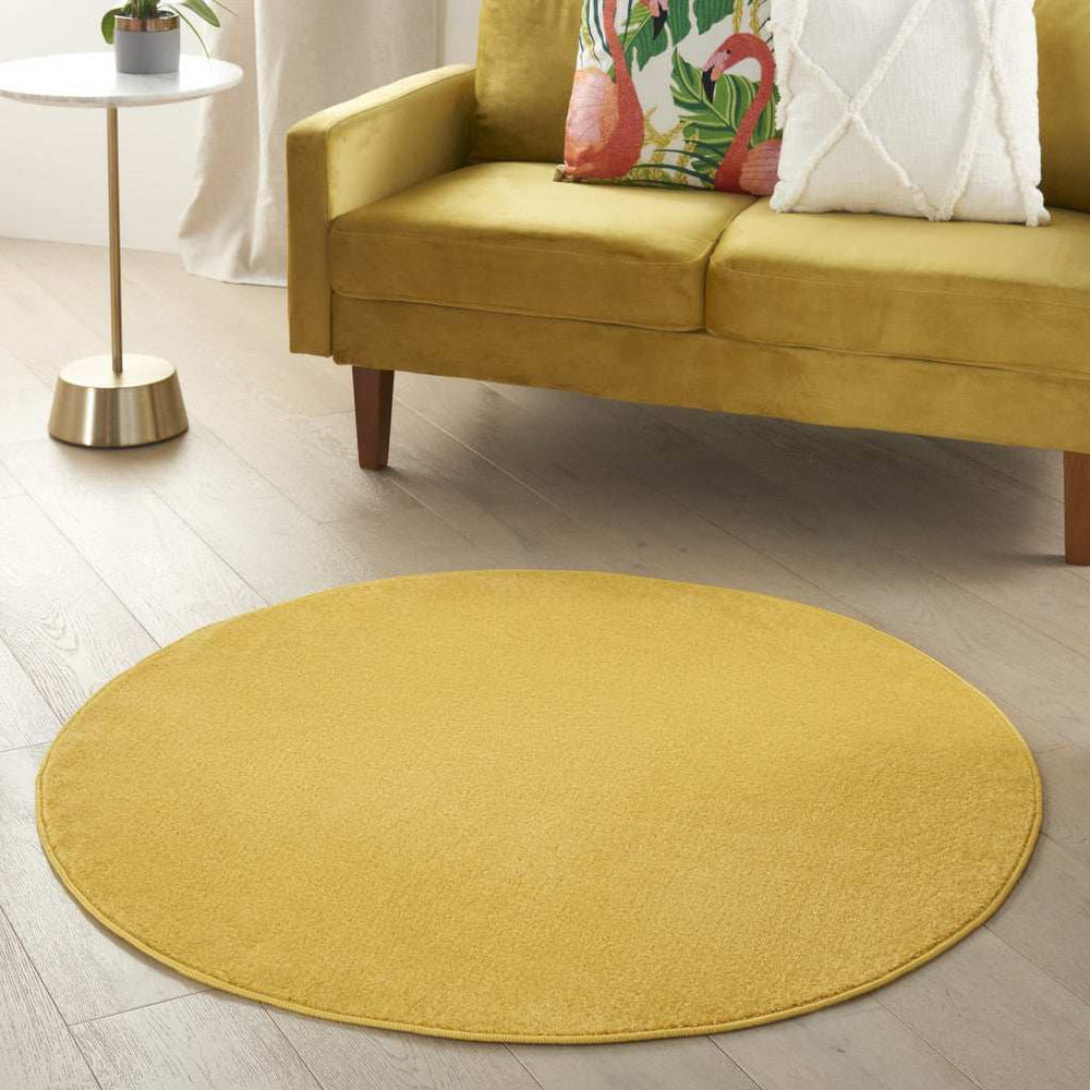 4' X 4' Yellow Round Non Skid Indoor Outdoor Area Rug - Homeroots - Flyclothing LLC