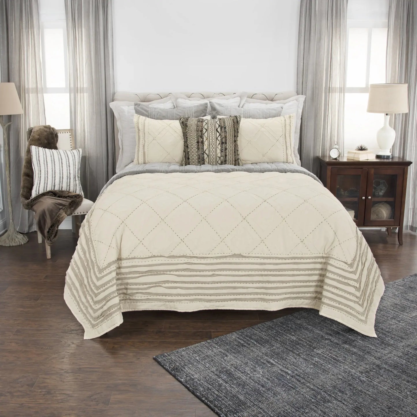 Natural King 100% Cotton 300 Thread Count Machine Washable Down Alternative Comforter - Homeroots - Flyclothing LLC