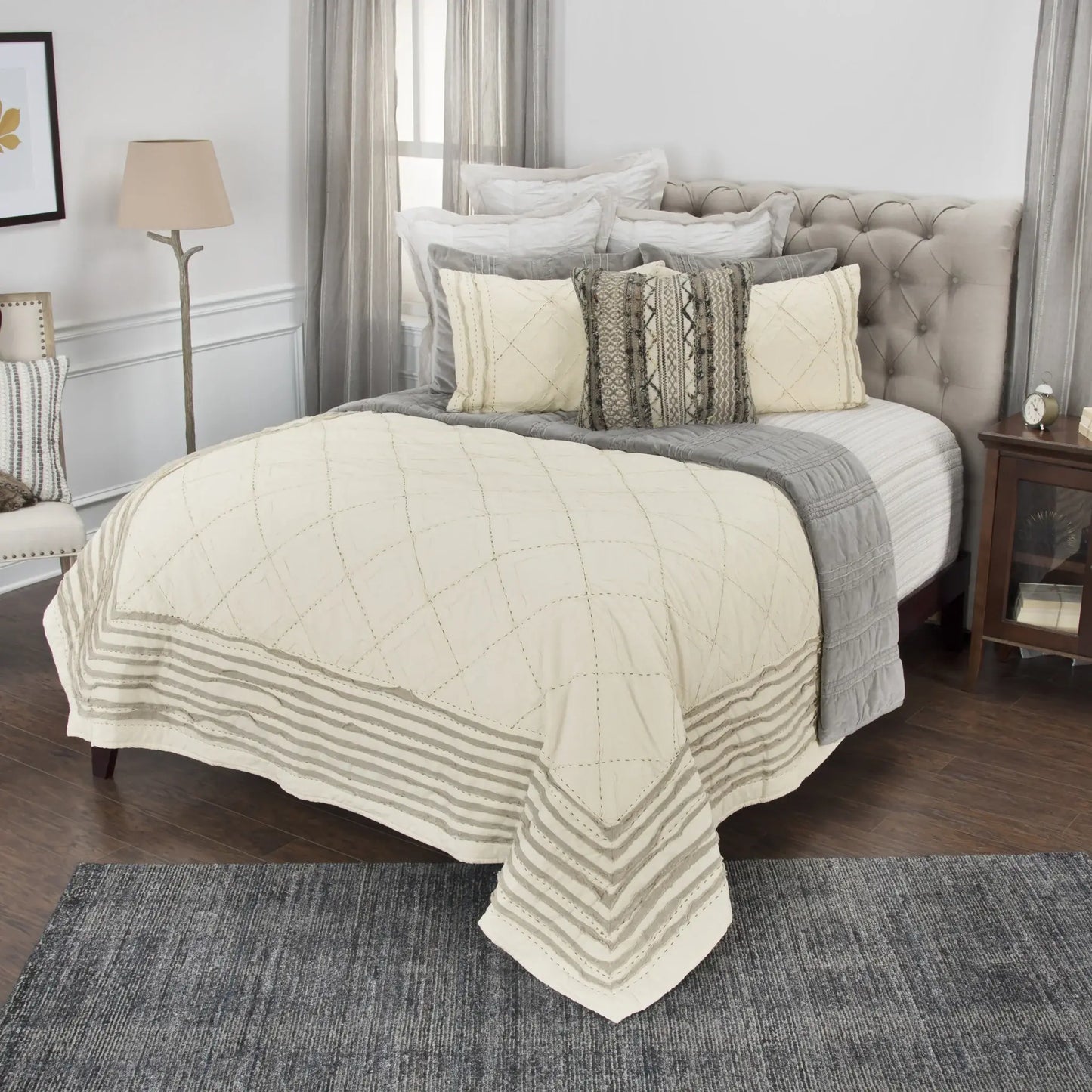 Natural King 100% Cotton 300 Thread Count Machine Washable Down Alternative Comforter - Homeroots - Flyclothing LLC
