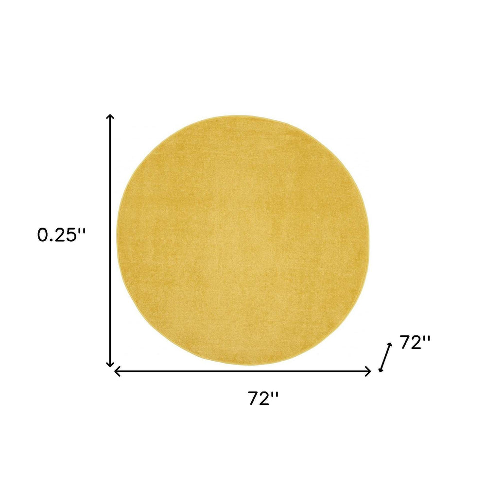 6' X 6' Yellow Round Non Skid Indoor Outdoor Area Rug - Homeroots - Flyclothing LLC