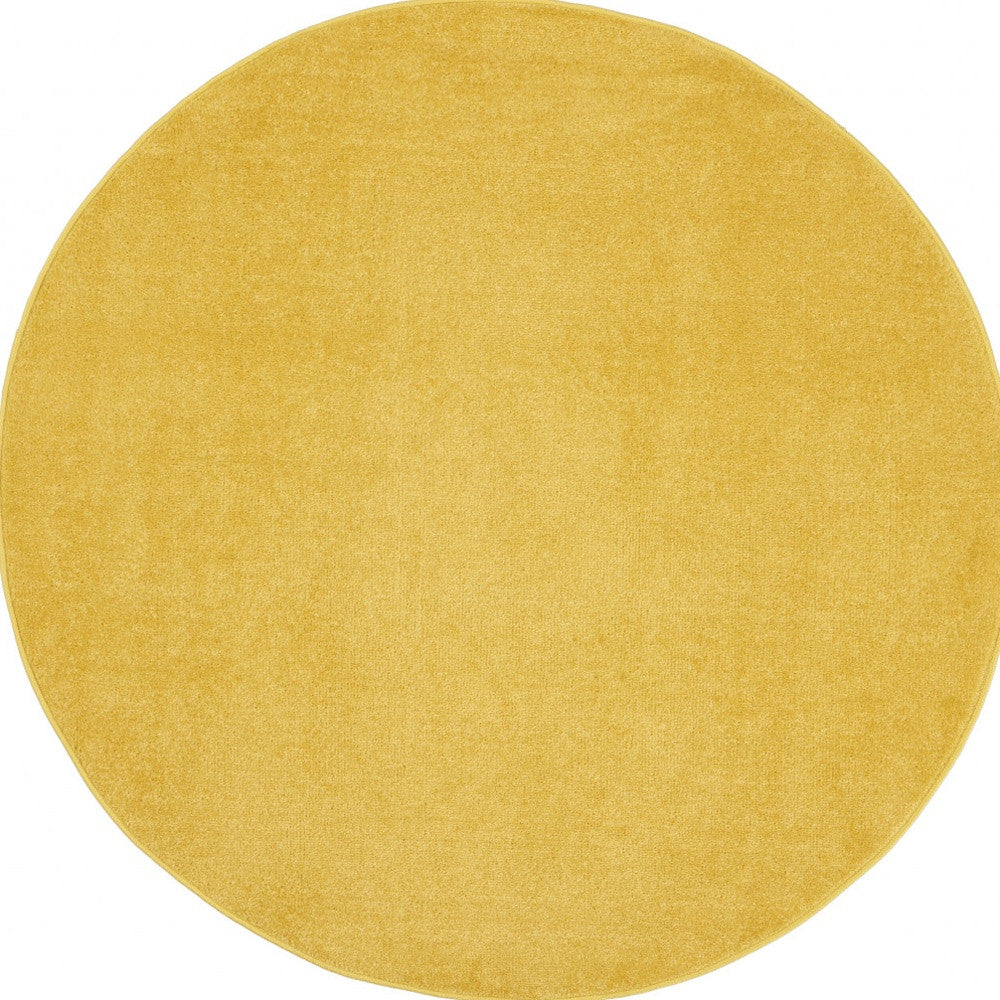 6' X 6' Yellow Round Non Skid Indoor Outdoor Area Rug - Homeroots