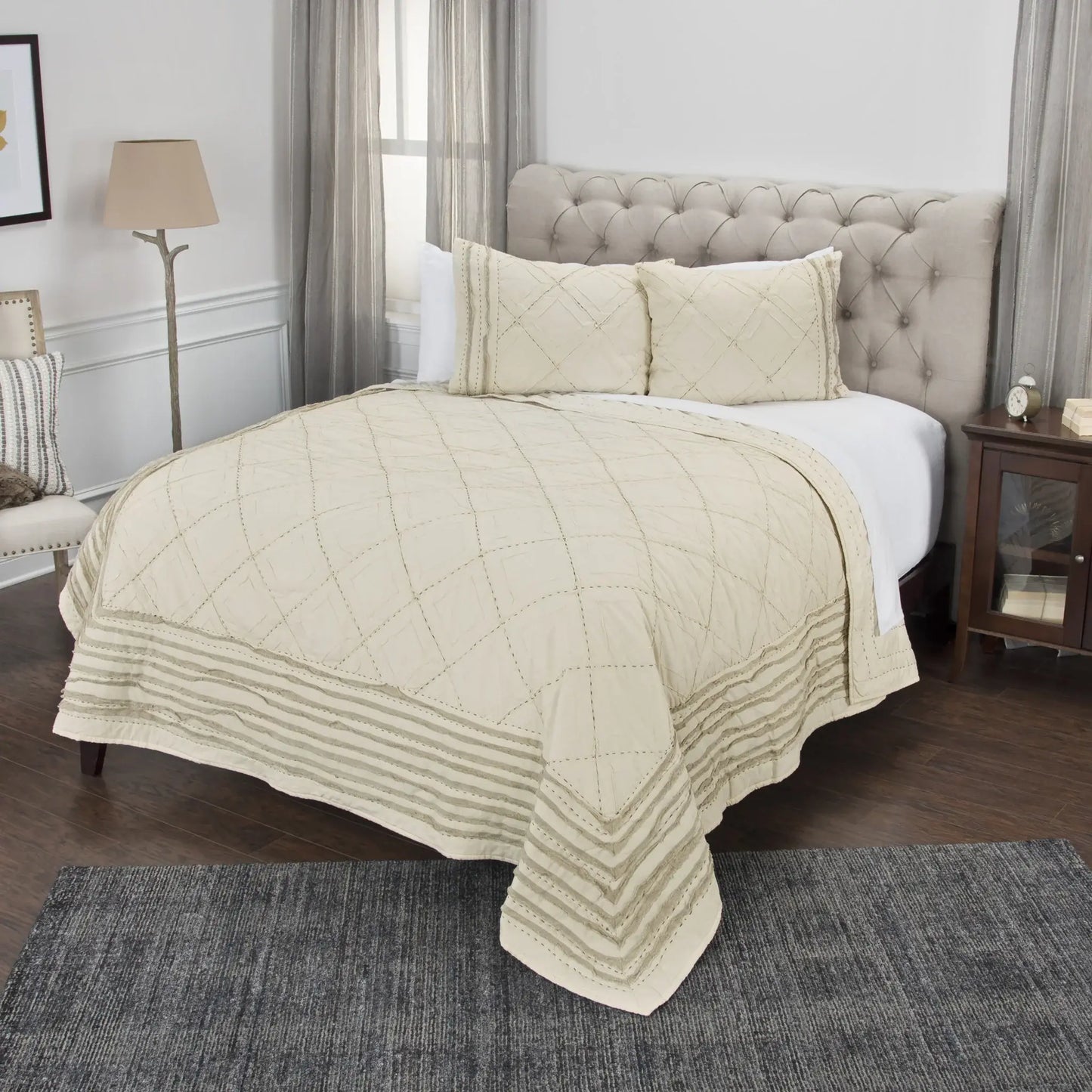 Natural Queen 100% Cotton 300 Thread Count Machine Washable Down Alternative Comforter - Homeroots - Flyclothing LLC