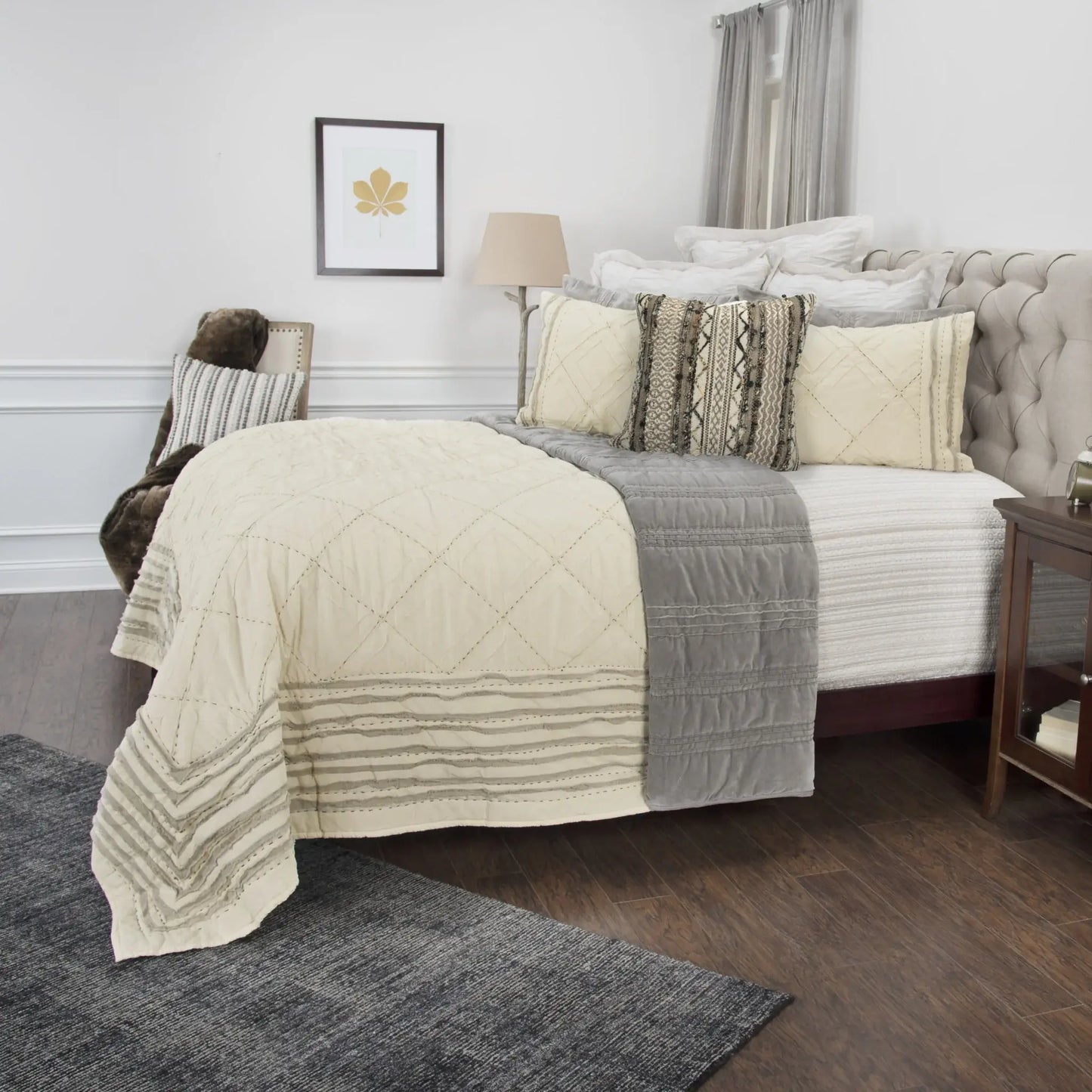 Natural Queen 100% Cotton 300 Thread Count Machine Washable Down Alternative Comforter - Homeroots - Flyclothing LLC