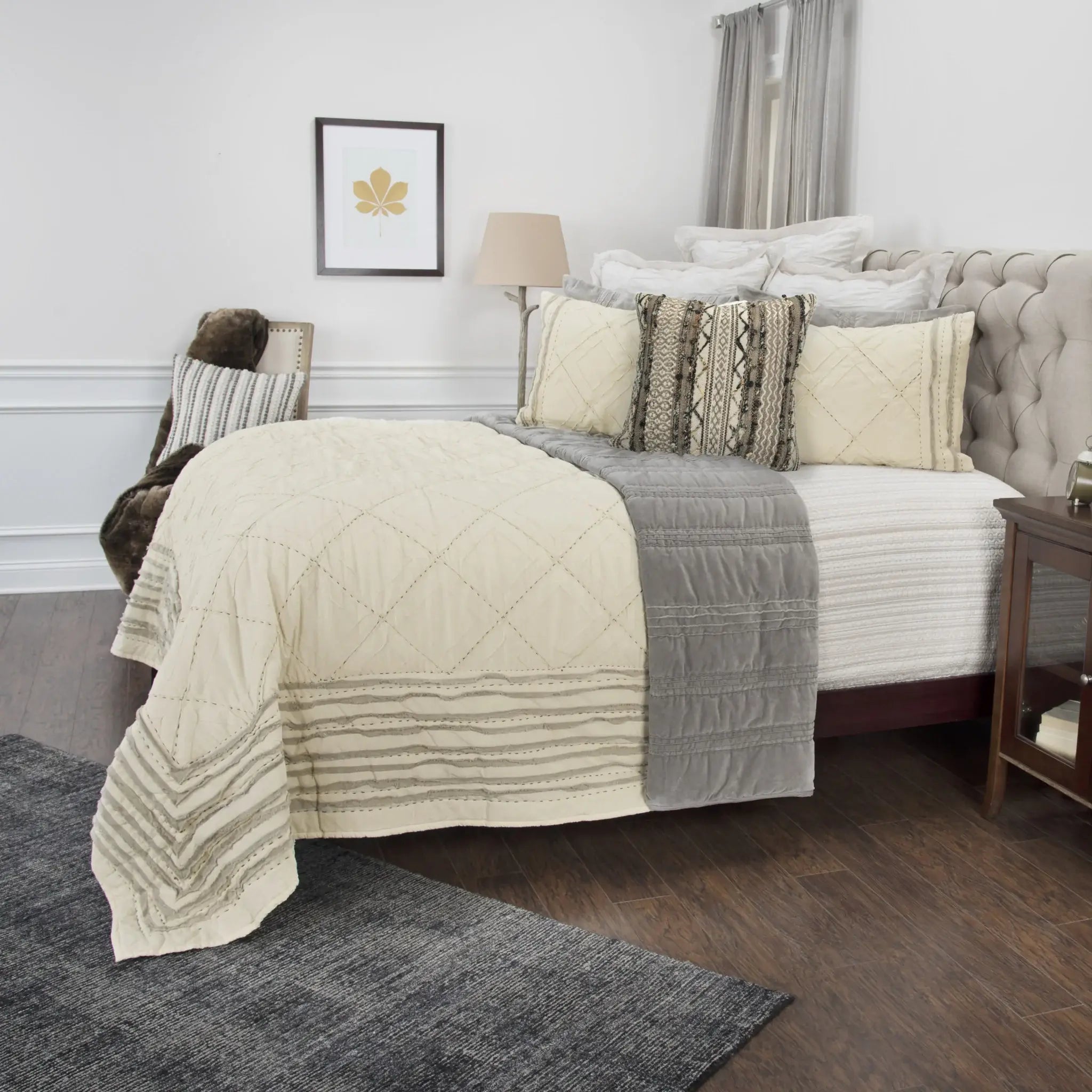 Natural Queen 100% Cotton 300 Thread Count Machine Washable Down Alternative Comforter - Homeroots - Flyclothing LLC