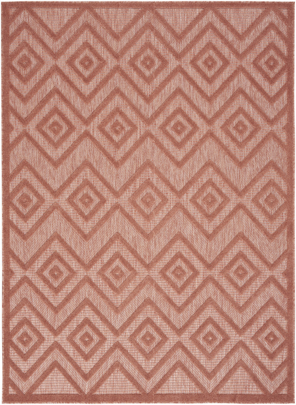 4' X 6' Coral Orange Argyle Indoor Outdoor Area Rug - Homeroots