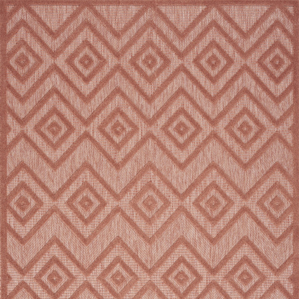 4' X 6' Coral Orange Argyle Indoor Outdoor Area Rug