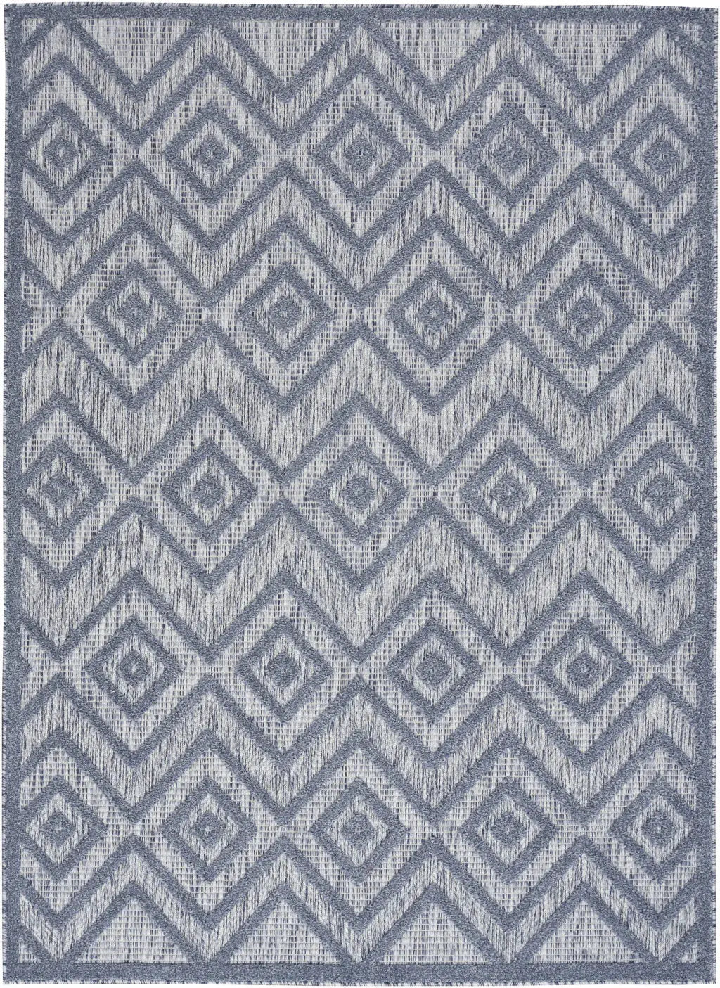 4' X 6' Denim Blue Argyle Indoor Outdoor Area Rug - Homeroots - Flyclothing LLC