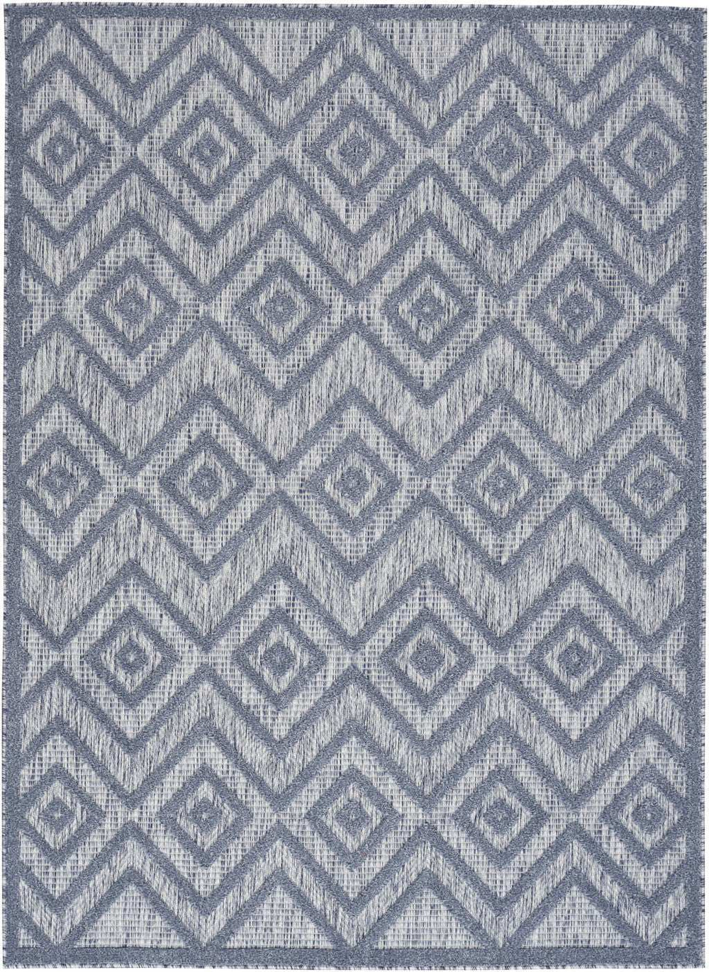 4' X 6' Denim Blue Argyle Indoor Outdoor Area Rug - Homeroots - Flyclothing LLC