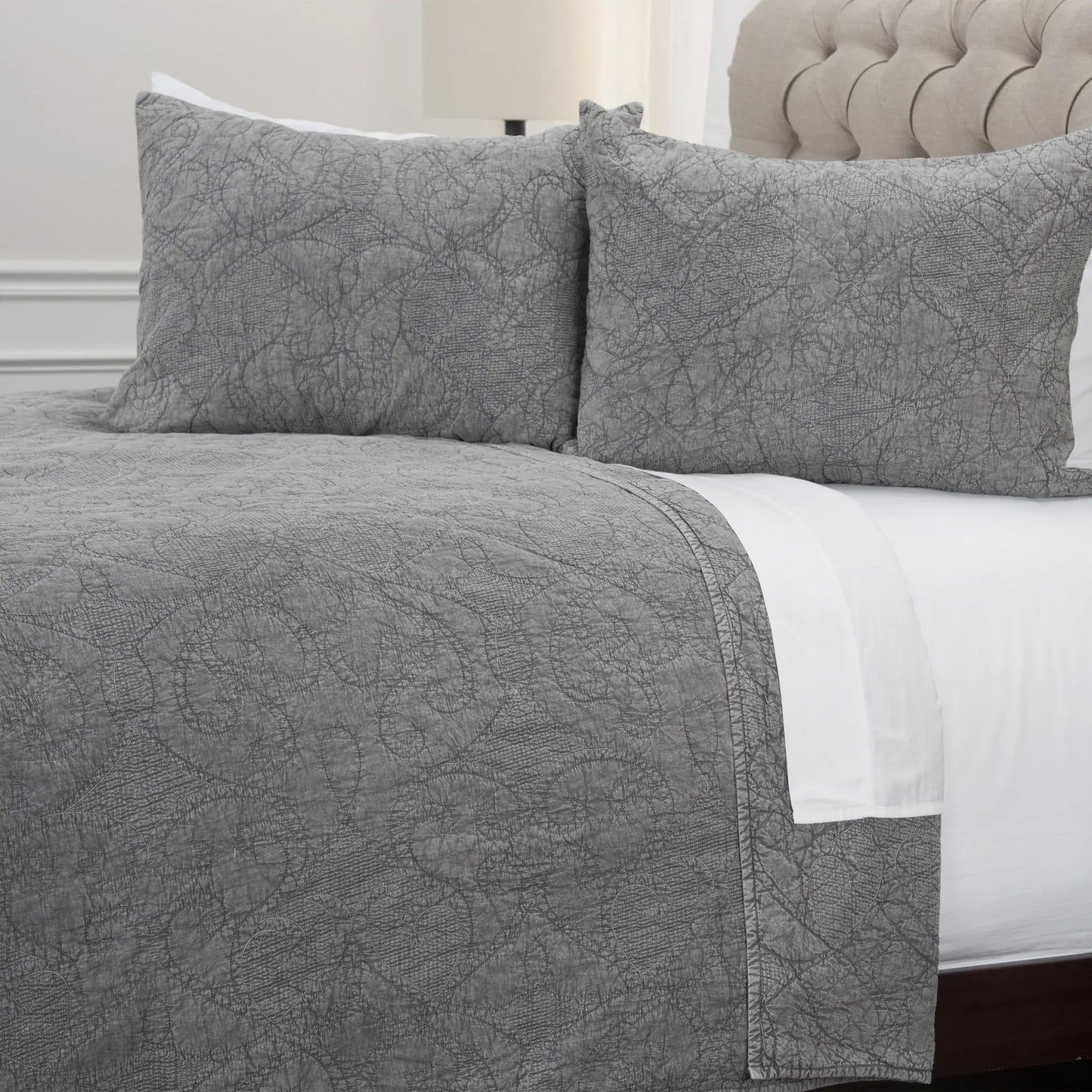 Gray Queen 100% Cotton 300 Thread Count Machine Washable Down Alternative Comforter - Homeroots - Flyclothing LLC
