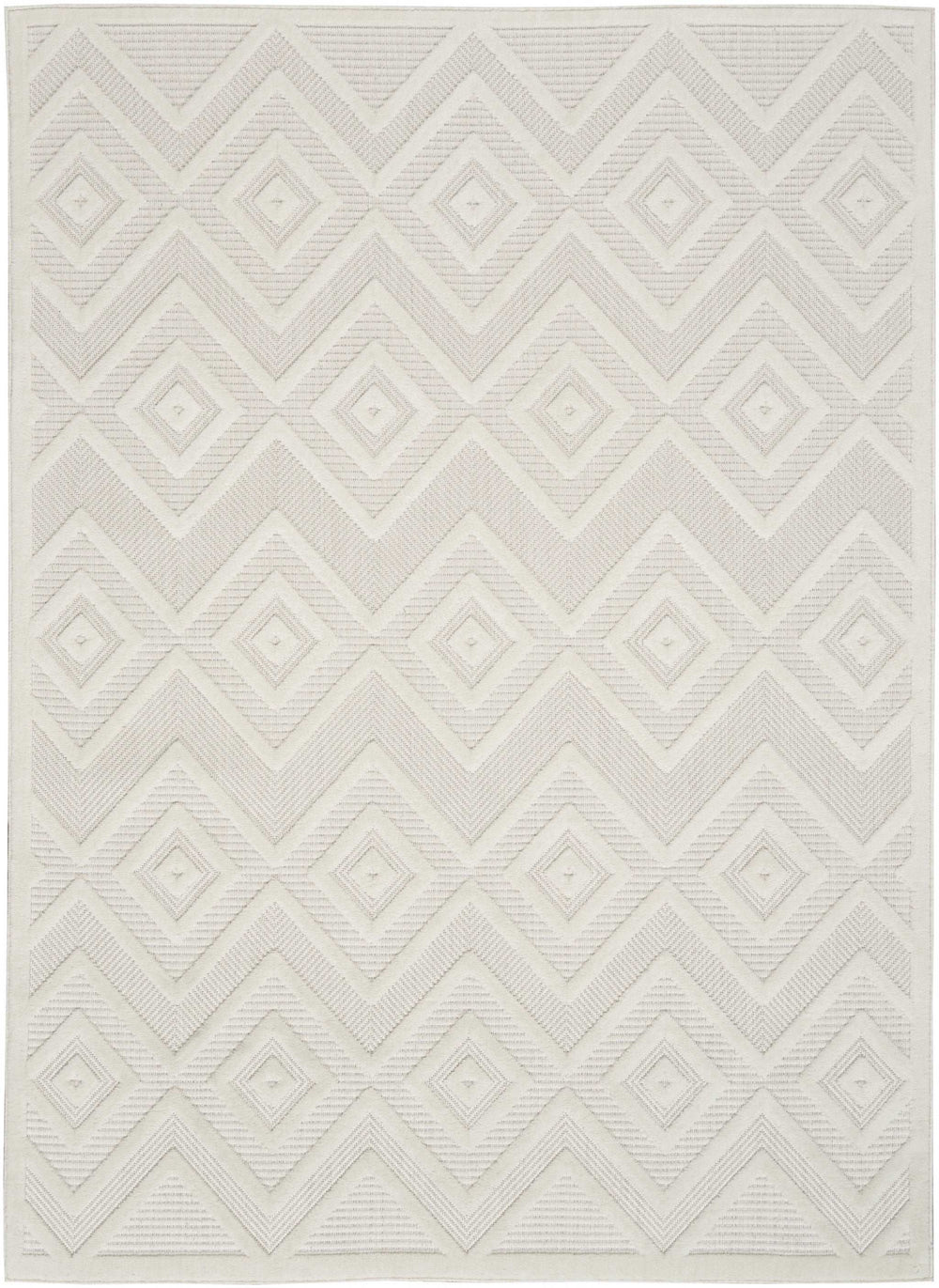 4' X 6' Ivory And White Argyle Indoor Outdoor Area Rug - Homeroots - Flyclothing LLC
