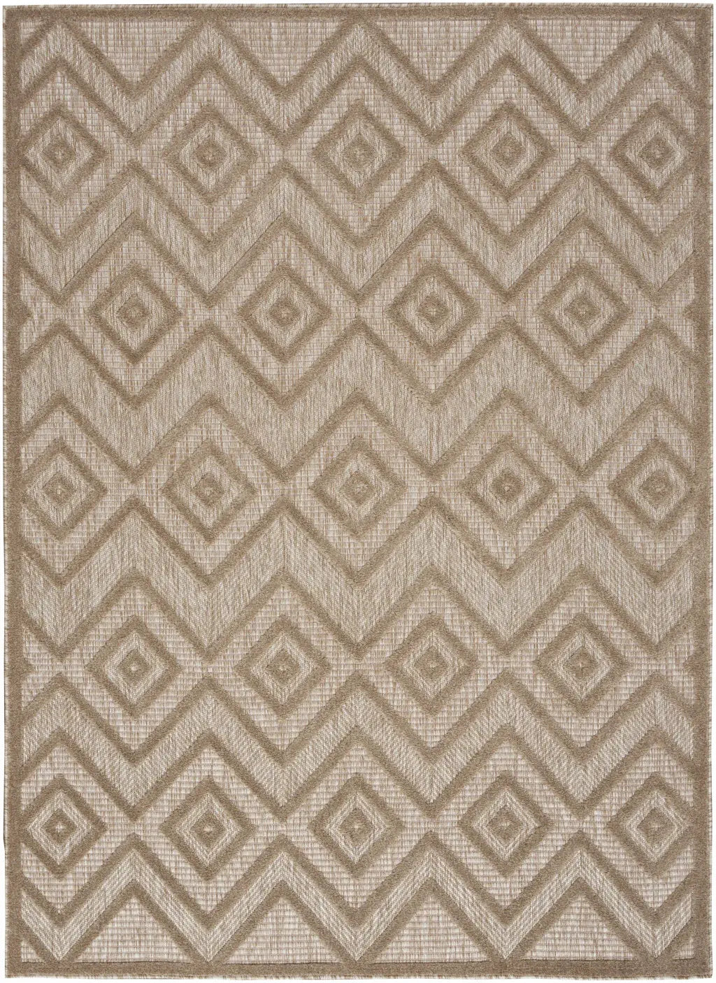 4' X 6' Natural Beige Argyle Indoor Outdoor Area Rug - Homeroots - Flyclothing LLC