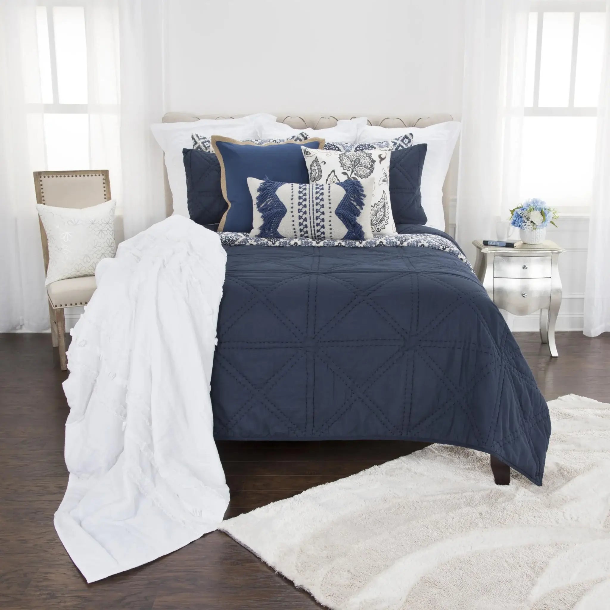 Indigo King 100% Cotton 300 Thread Count Machine Washable Down Alternative Comforter - Homeroots - Flyclothing LLC
