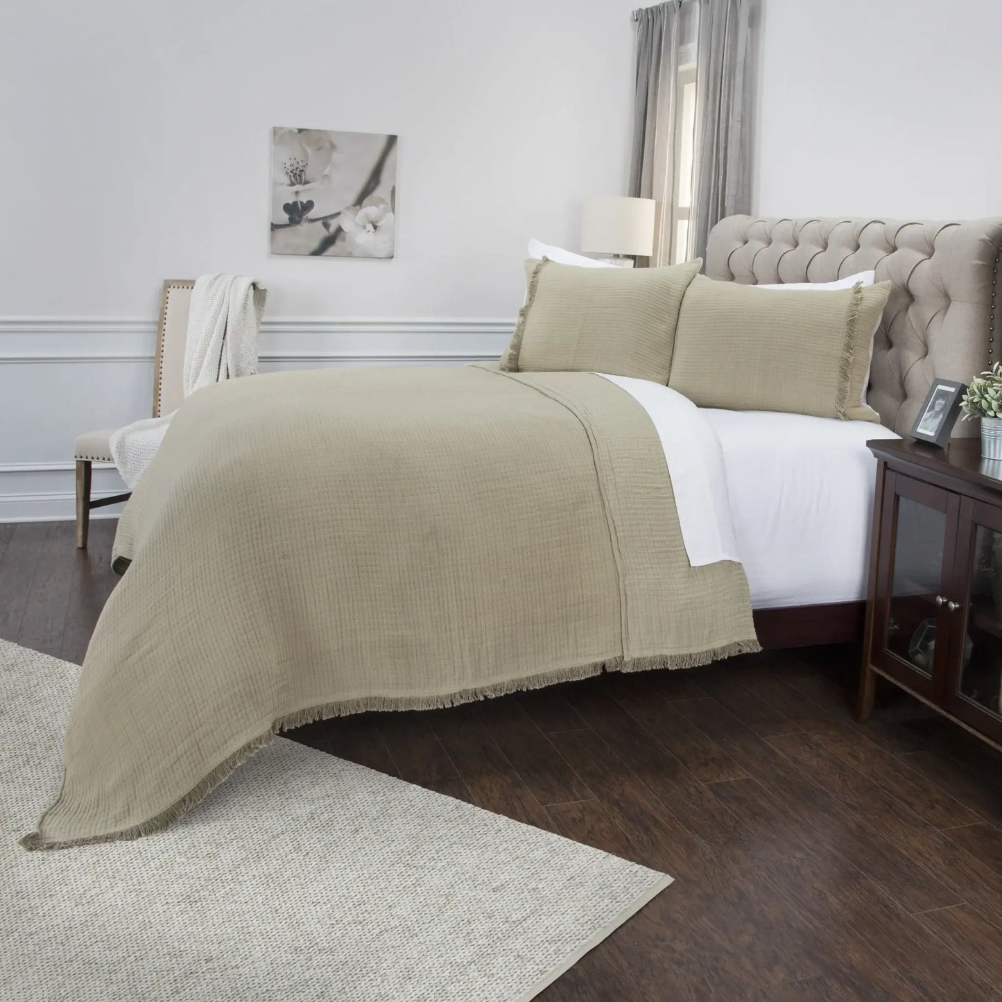 Natural King 100% Cotton 300 Thread Count Machine Washable Down Alternative Comforter - Homeroots - Flyclothing LLC