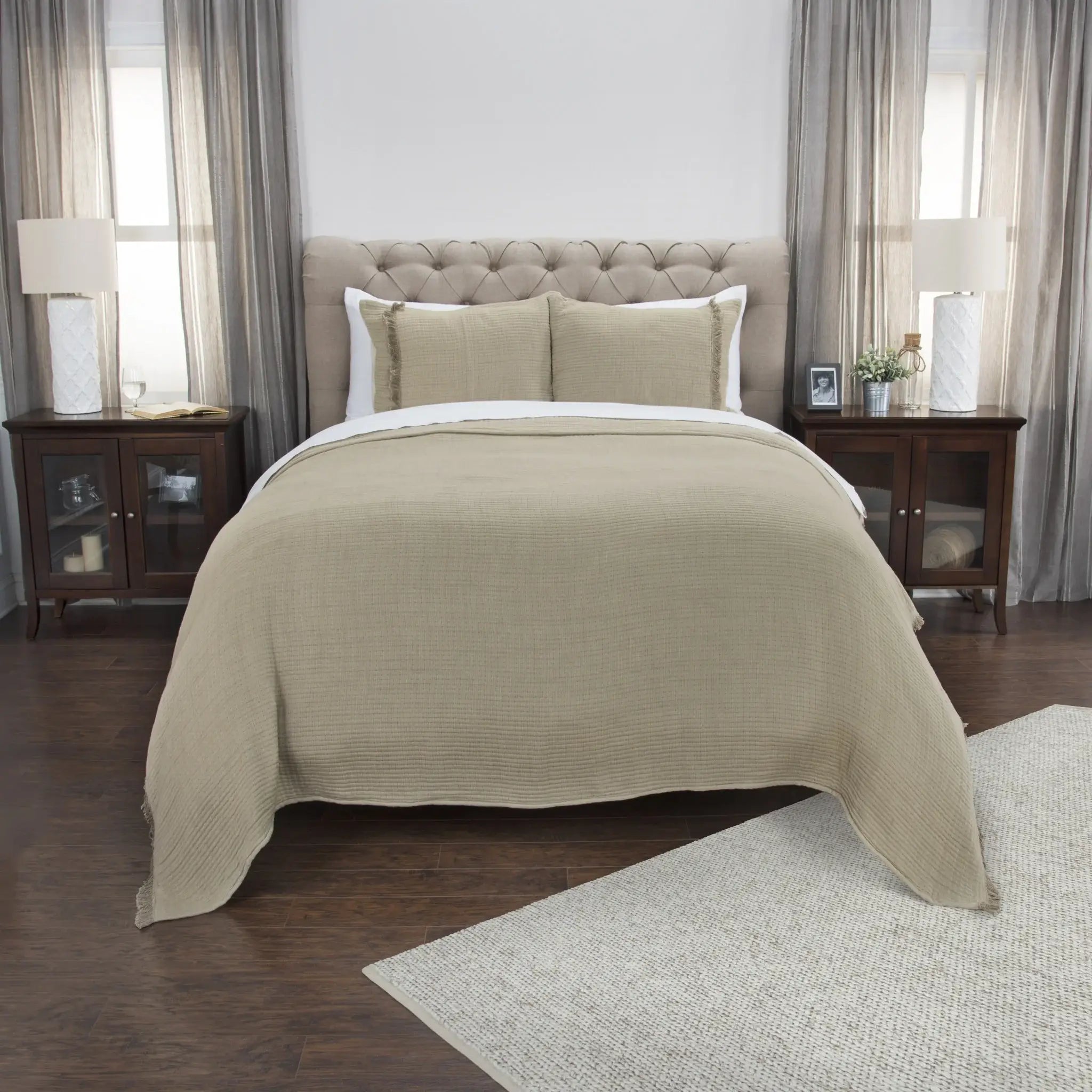Natural King 100% Cotton 300 Thread Count Machine Washable Down Alternative Comforter - Homeroots - Flyclothing LLC