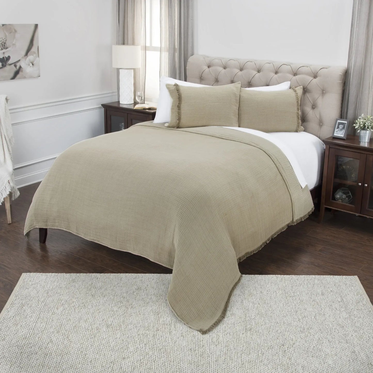 Natural King 100% Cotton 300 Thread Count Machine Washable Down Alternative Comforter - Homeroots - Flyclothing LLC