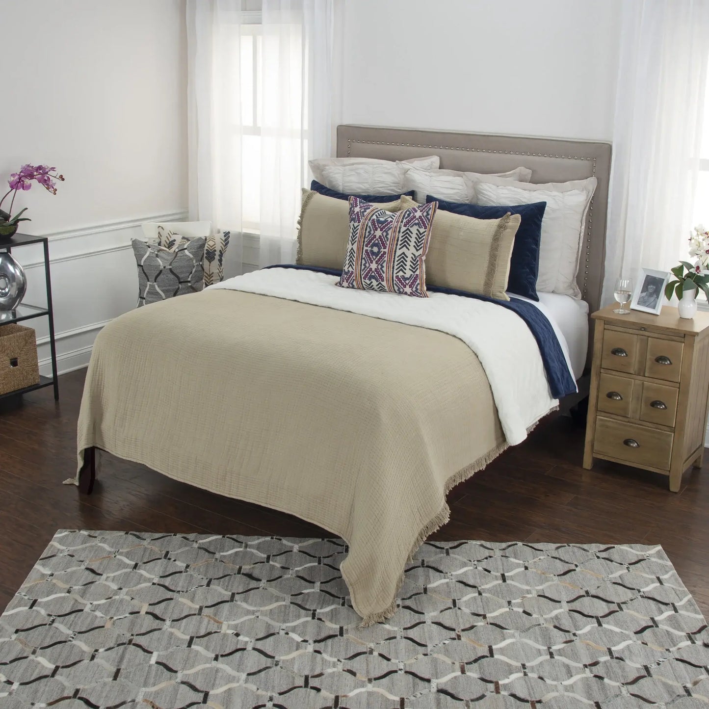 Natural King 100% Cotton 300 Thread Count Machine Washable Down Alternative Comforter - Homeroots - Flyclothing LLC