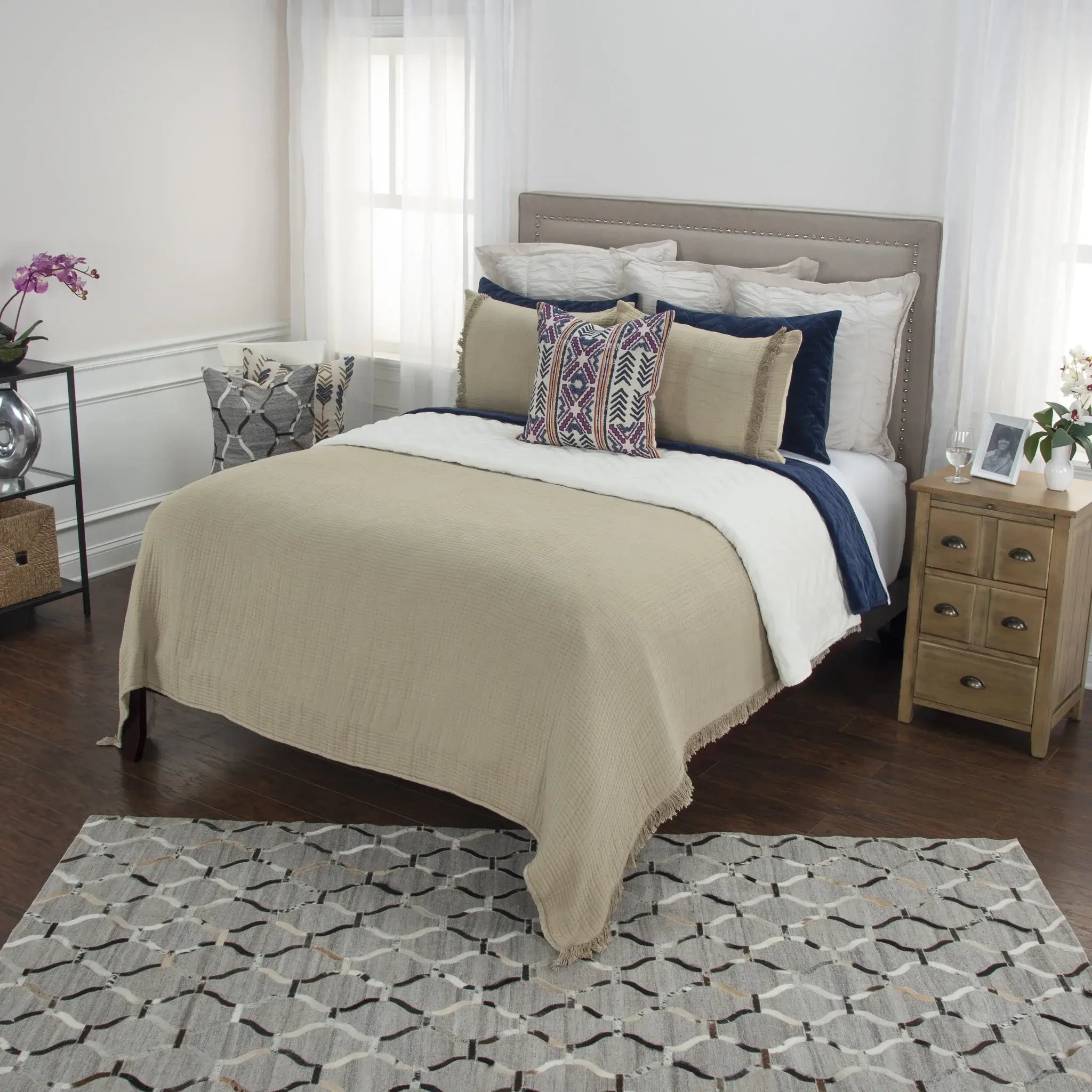 Natural King 100% Cotton 300 Thread Count Machine Washable Down Alternative Comforter - Homeroots - Flyclothing LLC