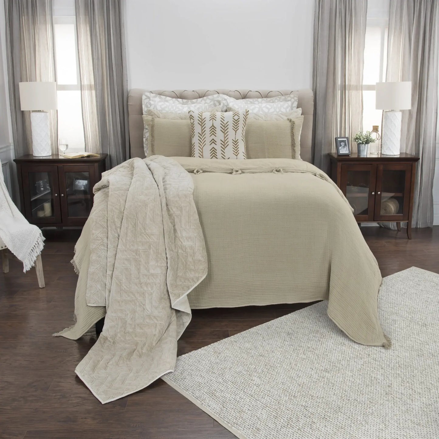 Natural King 100% Cotton 300 Thread Count Machine Washable Down Alternative Comforter - Homeroots - Flyclothing LLC
