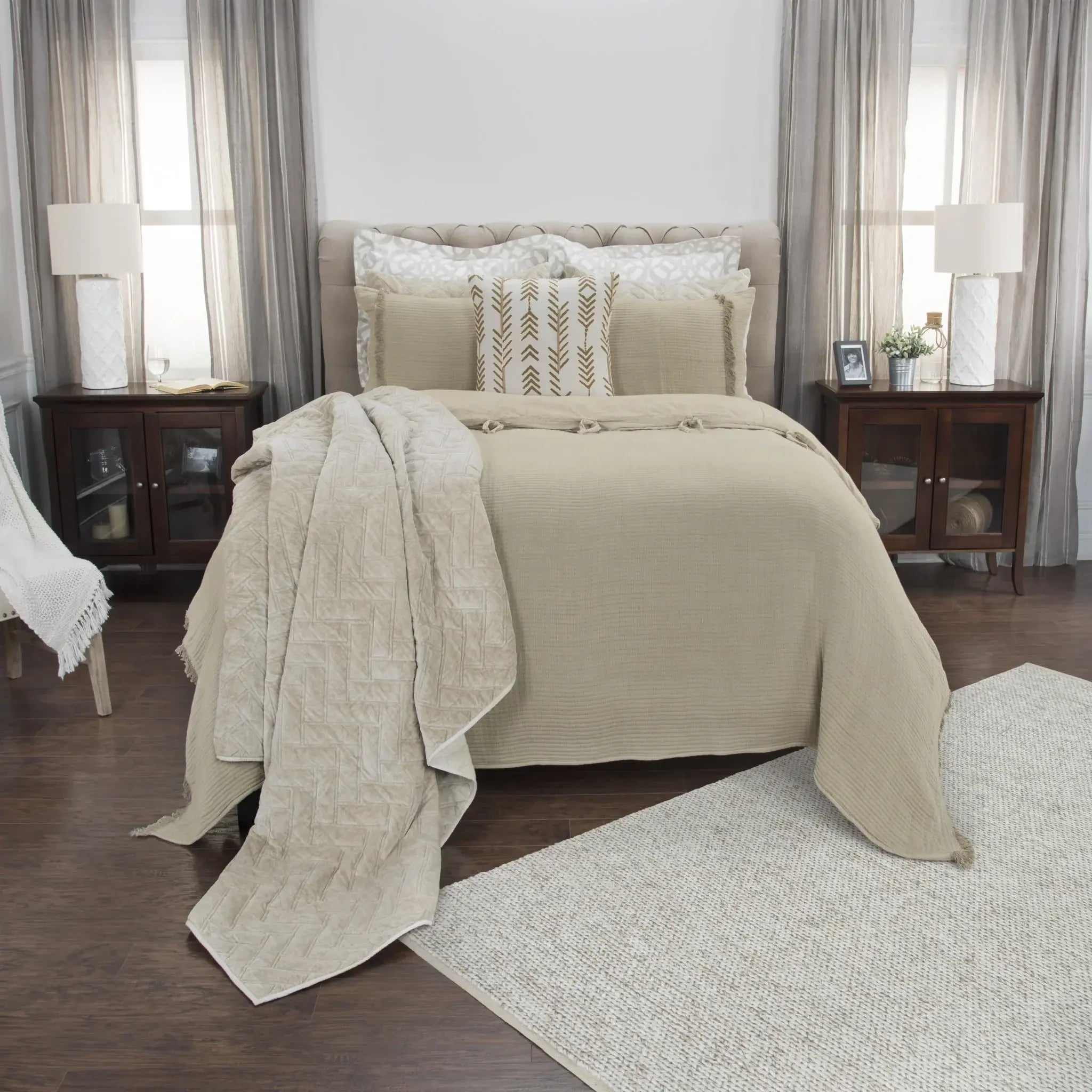 Natural King 100% Cotton 300 Thread Count Machine Washable Down Alternative Comforter - Homeroots - Flyclothing LLC