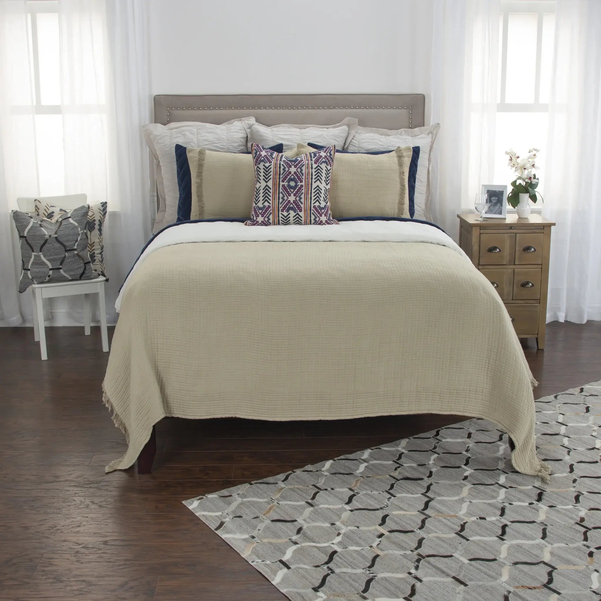 Natural Queen 100% Cotton 300 Thread Count Machine Washable Down Alternative Comforter - Homeroots - Flyclothing LLC