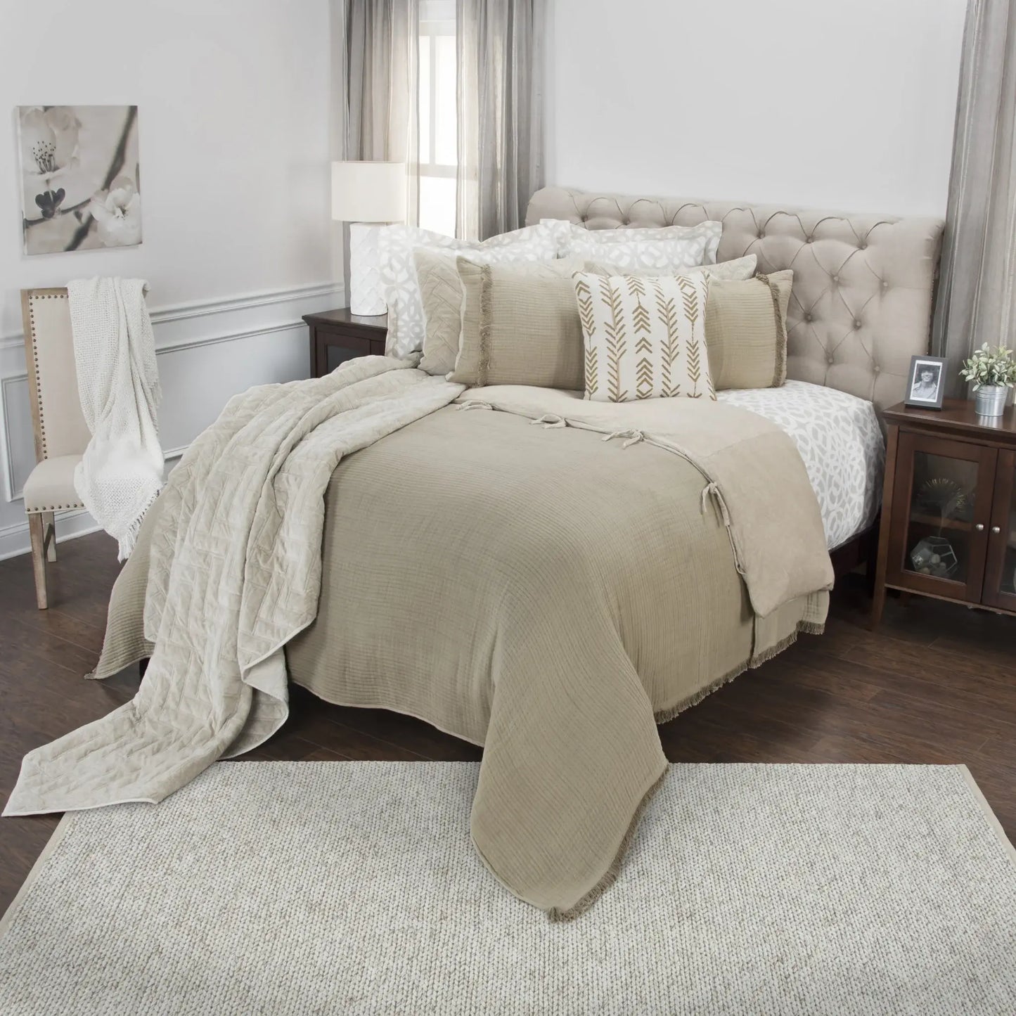 Natural Queen 100% Cotton 300 Thread Count Machine Washable Down Alternative Comforter - Homeroots - Flyclothing LLC