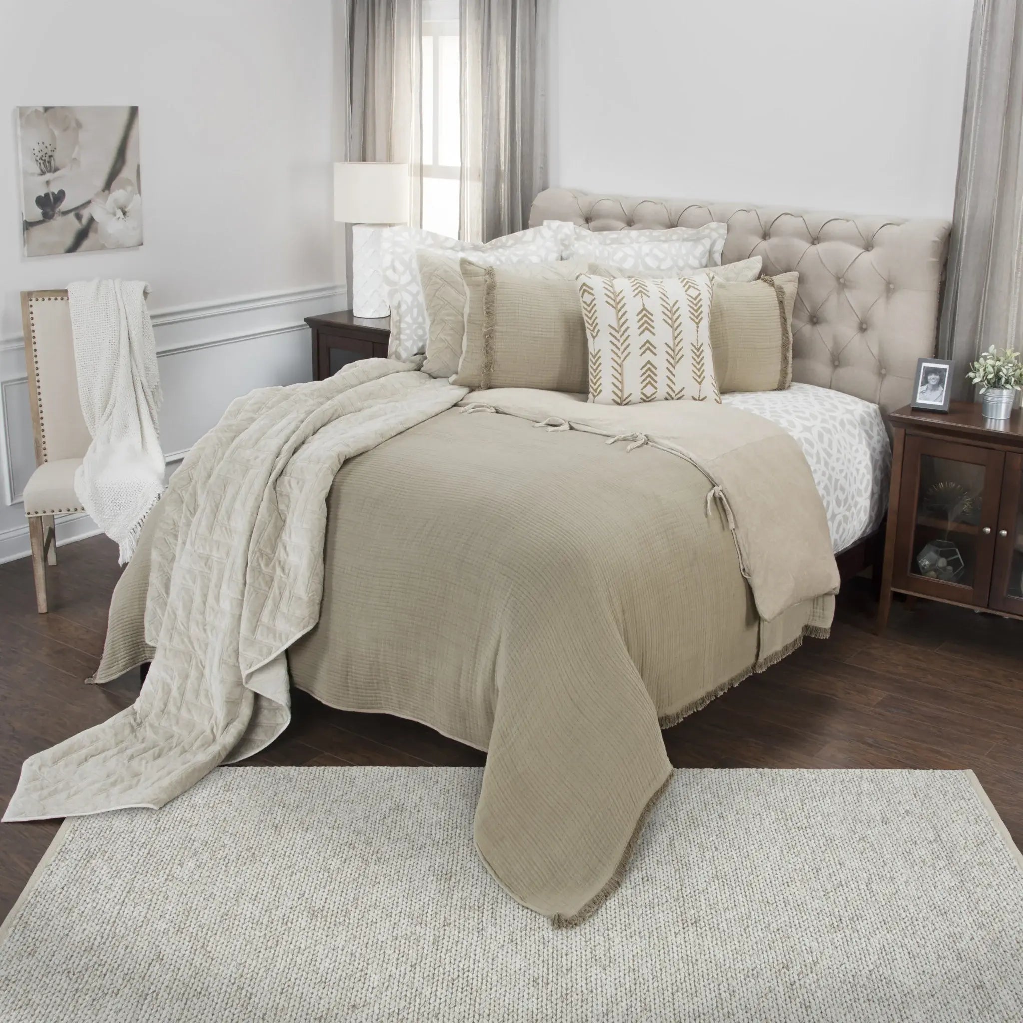 Natural Queen 100% Cotton 300 Thread Count Machine Washable Down Alternative Comforter - Homeroots - Flyclothing LLC