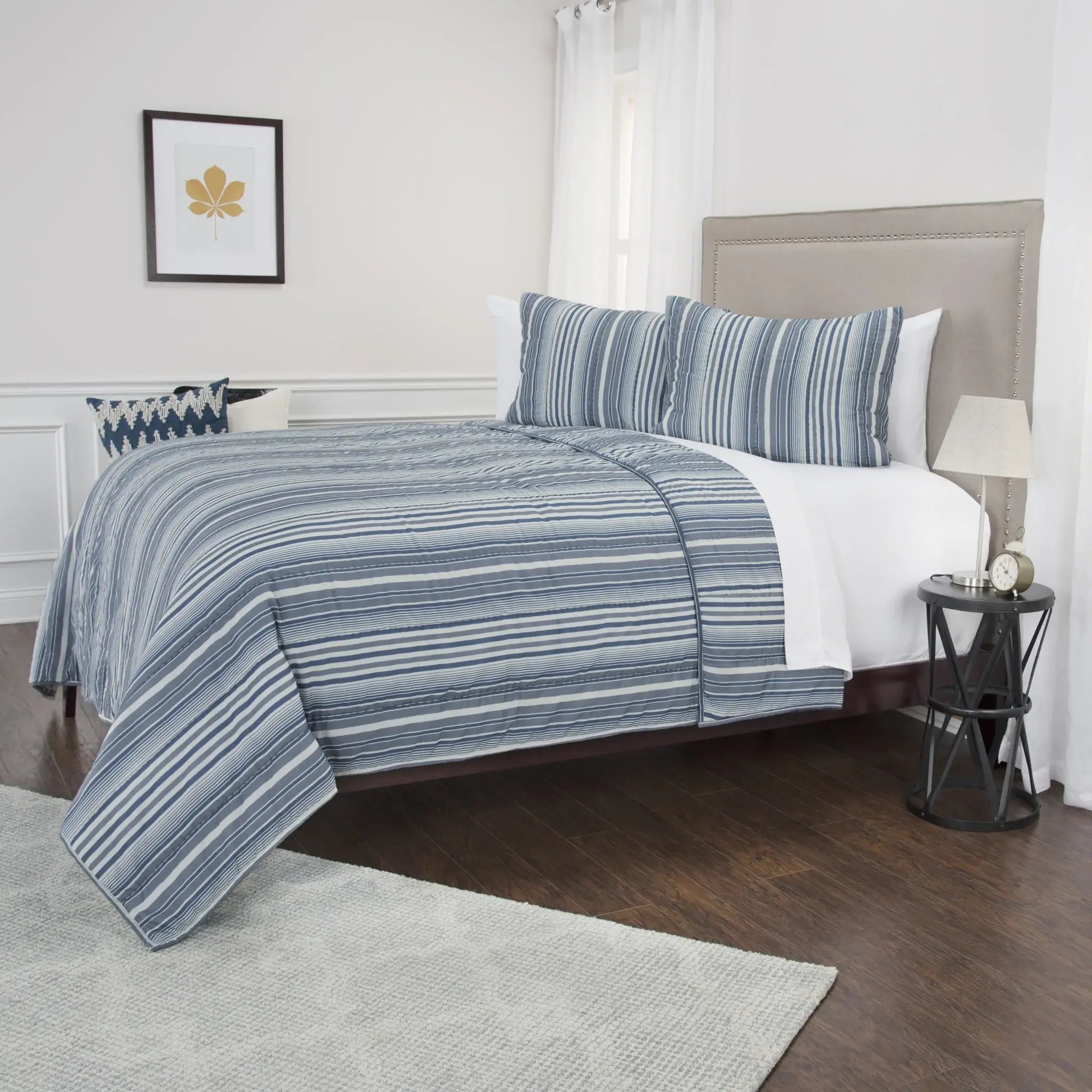 Multi Blues Queen 100% Cotton 300 Thread Count Machine Washable Down Alternative Comforter - Homeroots - Flyclothing LLC