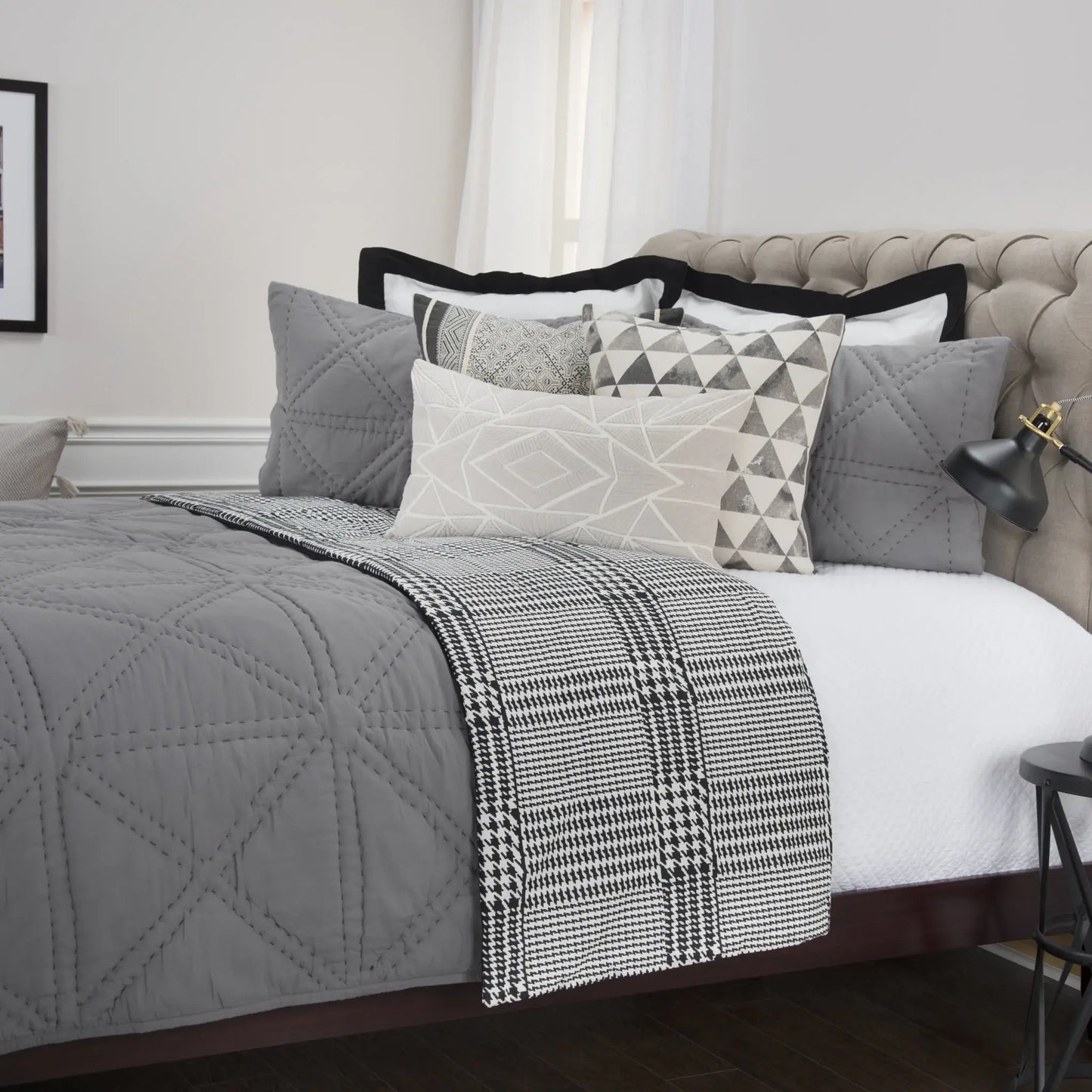 Gray King 100% Cotton 300 Thread Count Machine Washable Down Alternative Comforter - Homeroots - Flyclothing LLC