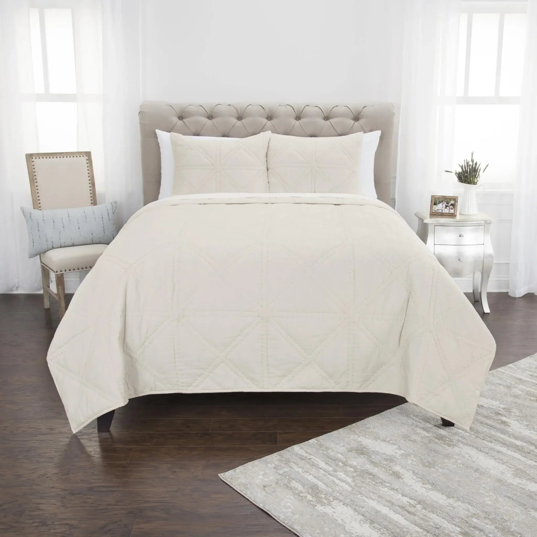 Natural King 100% Cotton 300 Thread Count Machine Washable Down Alternative Comforter - Homeroots - Flyclothing LLC