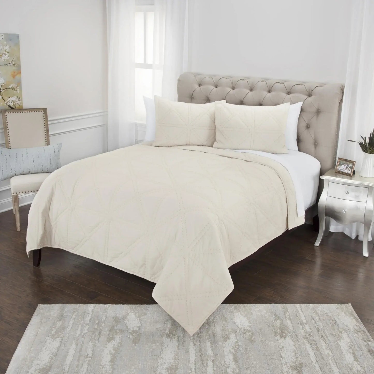 Natural King 100% Cotton 300 Thread Count Machine Washable Down Alternative Comforter - Homeroots - Flyclothing LLC