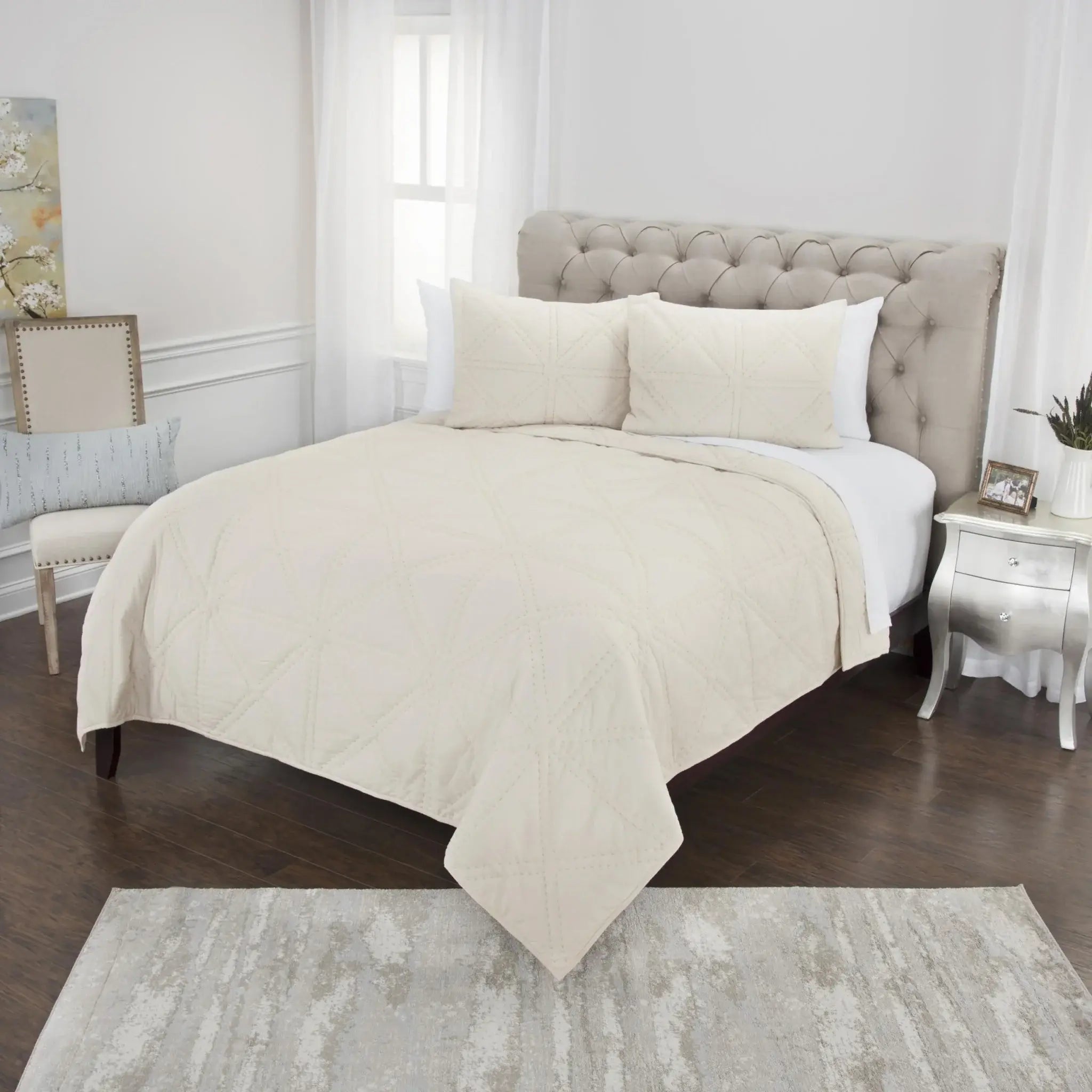 Natural King 100% Cotton 300 Thread Count Machine Washable Down Alternative Comforter - Homeroots - Flyclothing LLC